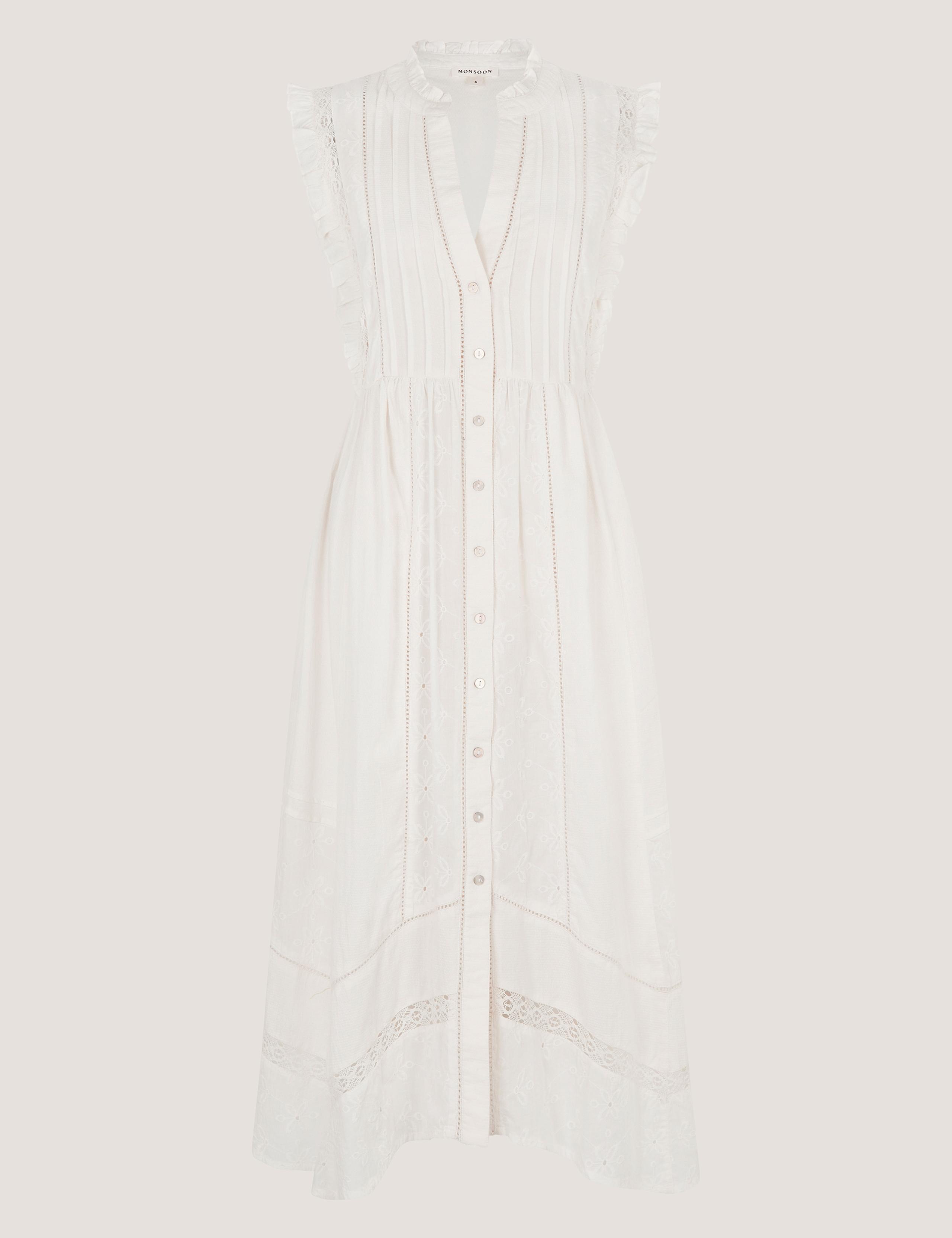 Pure Cotton Embroidered Notch Neck Midi Dress 2 of 5