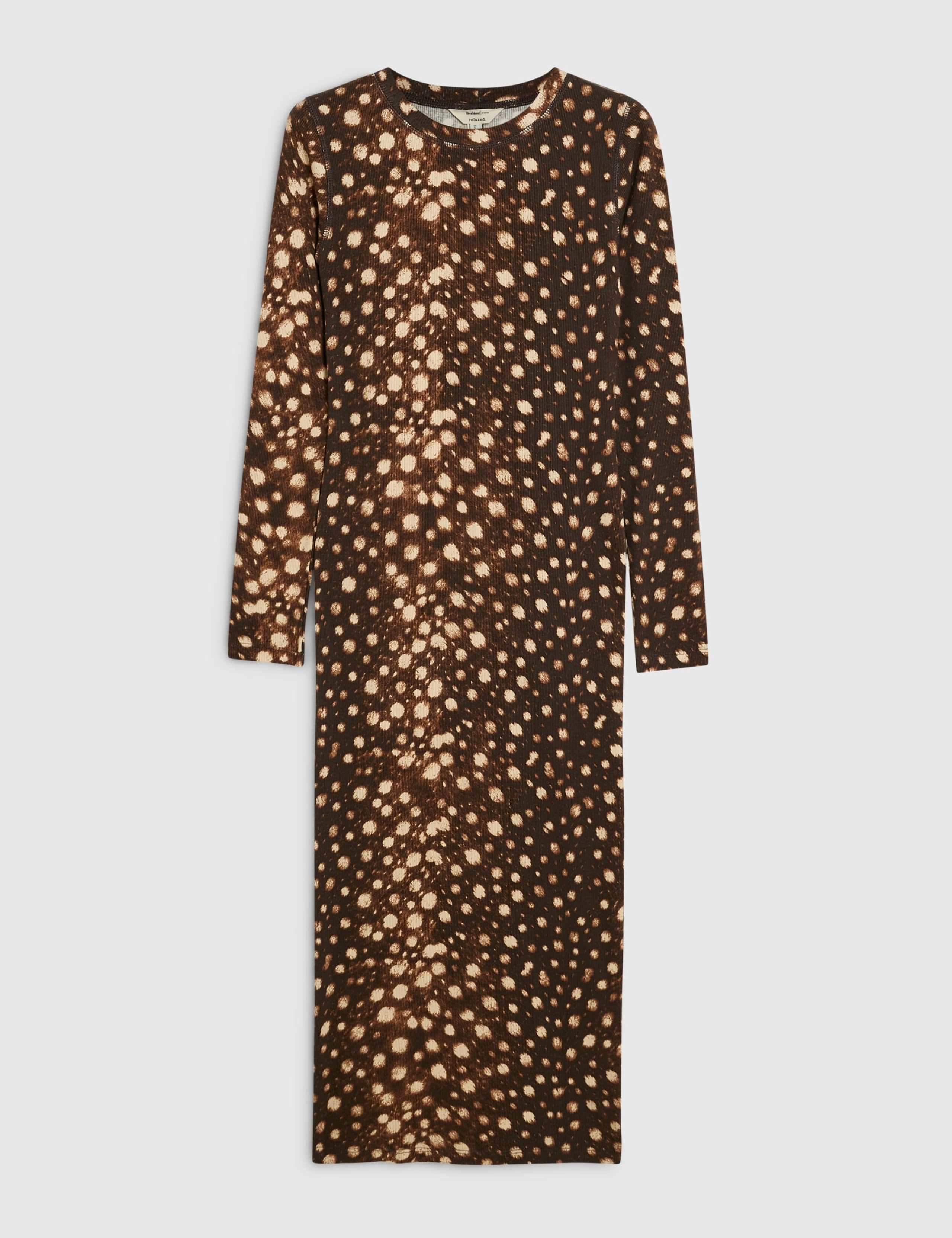 Pure Cotton Animal Print High Neck Midi Dress 2 of 6