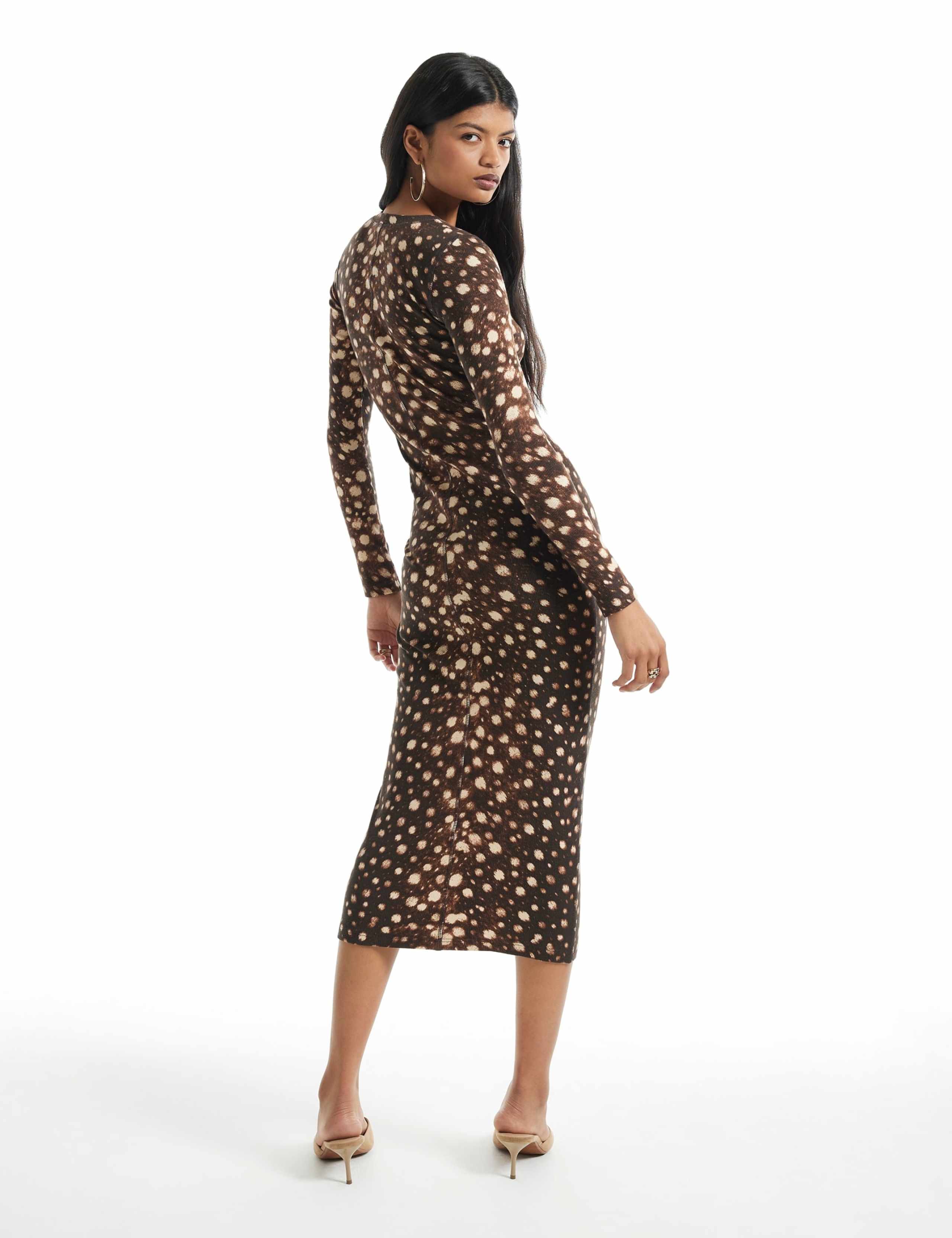 Pure Cotton Animal Print High Neck Midi Dress 5 of 6