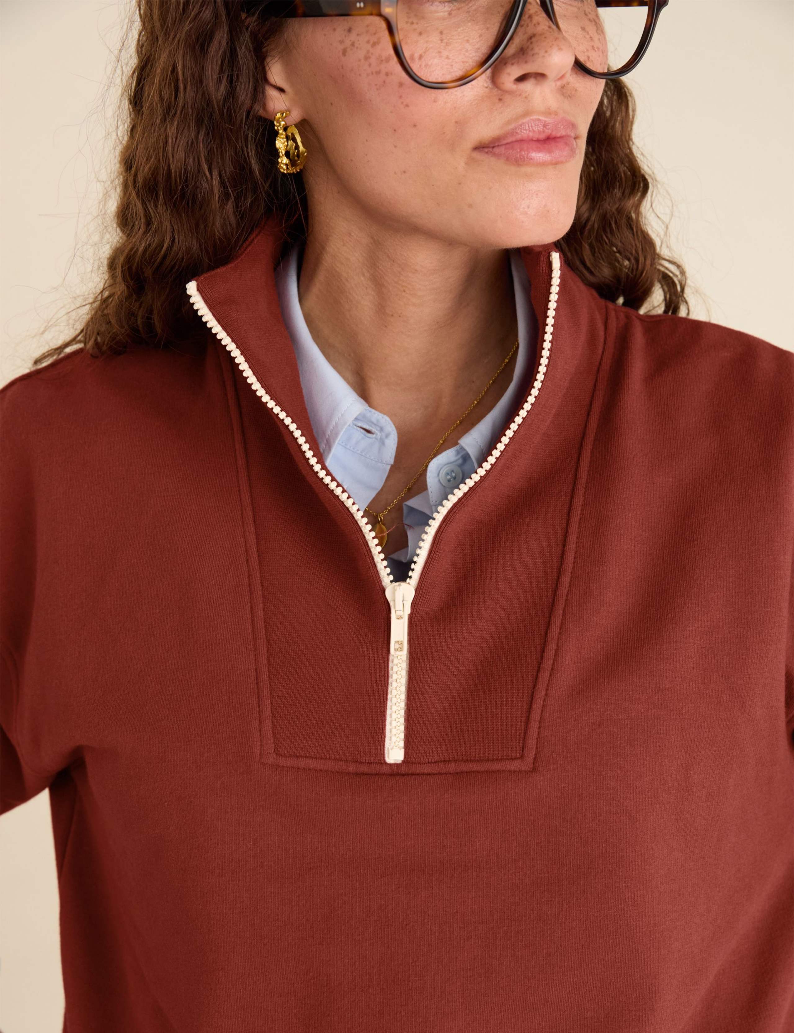 Cotton Rich Half Zip Relaxed Sweatshirt 3 of 4