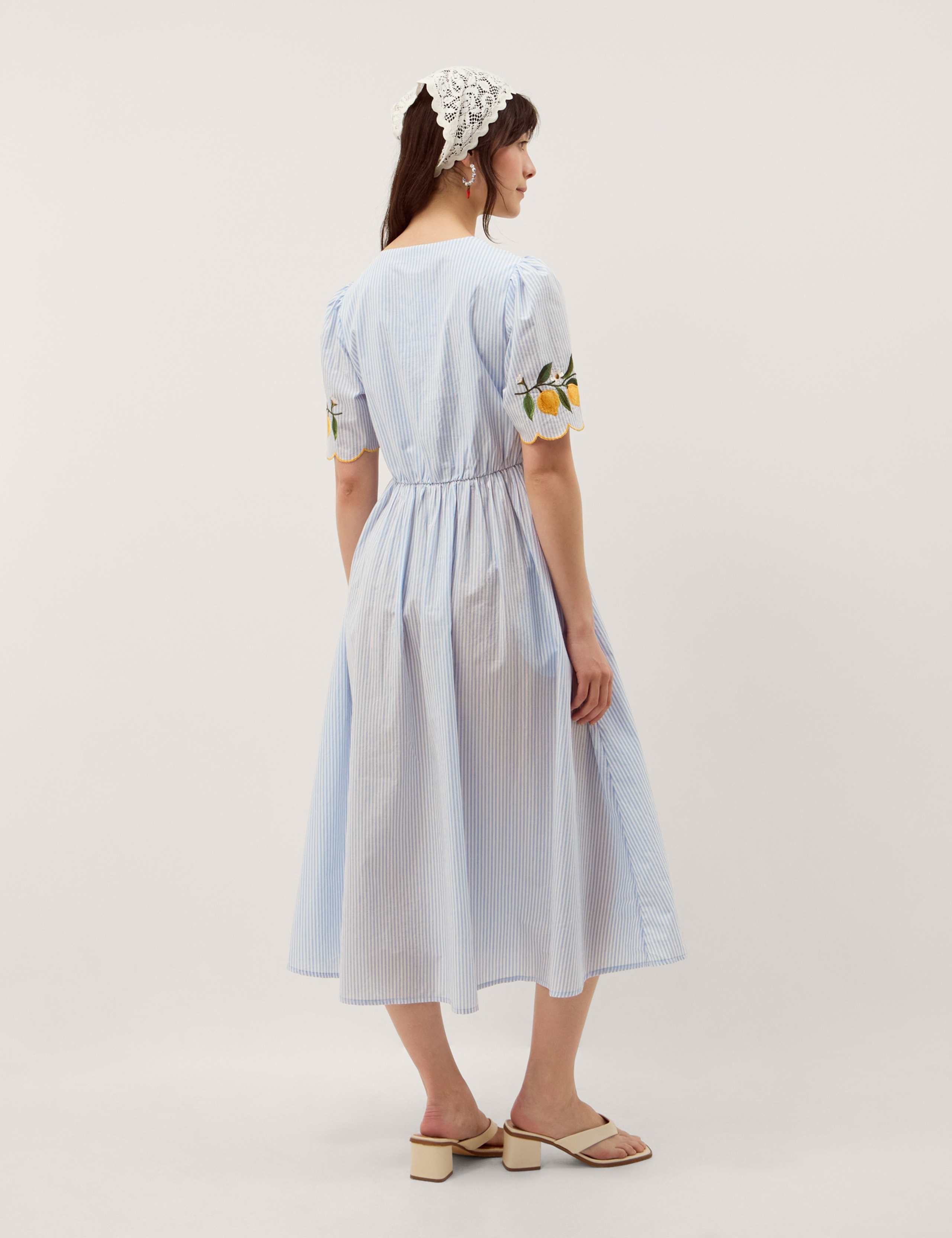 Pure Cotton Embroidered V-Neck Midi Dress 3 of 5