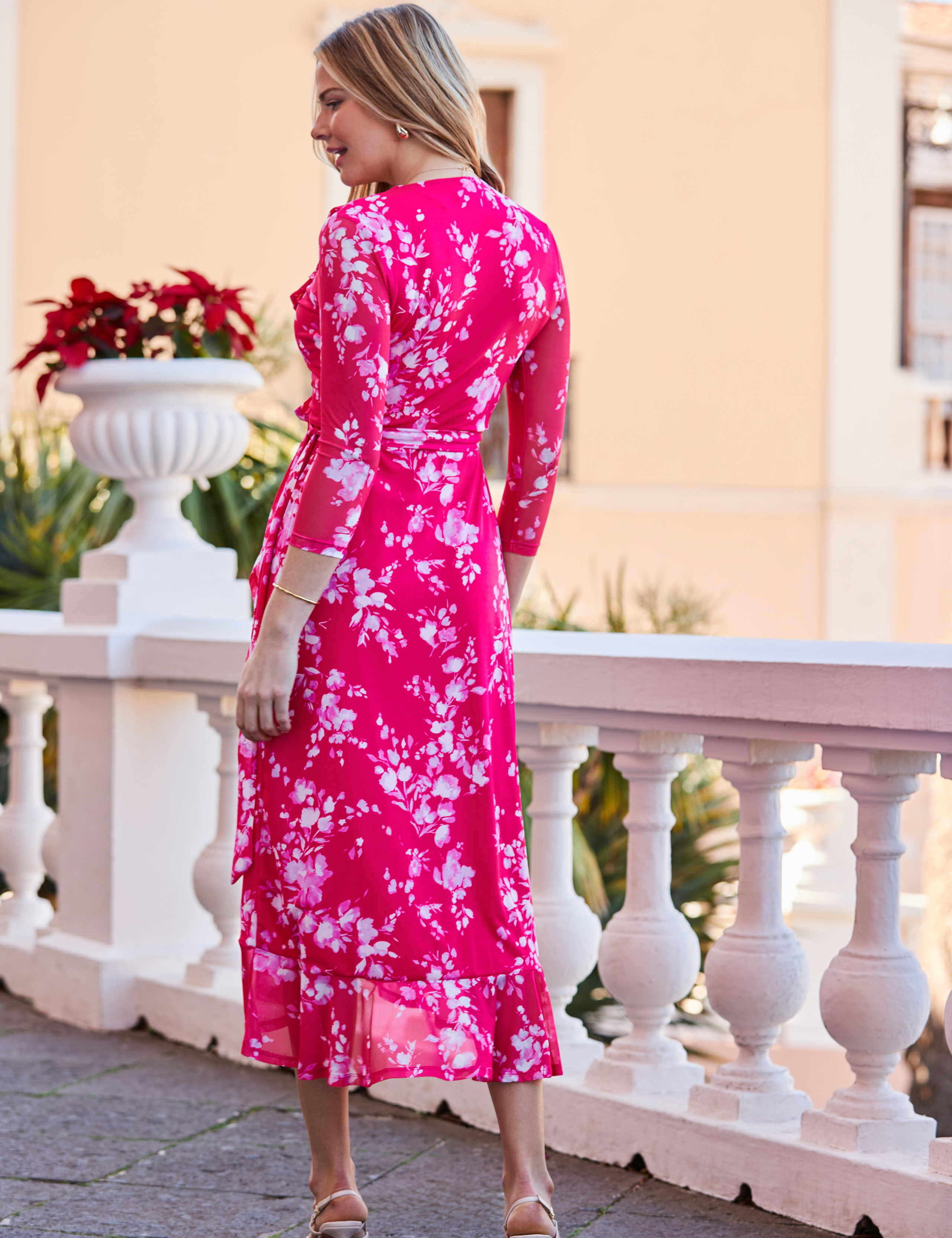 Floral V-Neck Ruffle Midaxi Wrap Dress 3 of 5