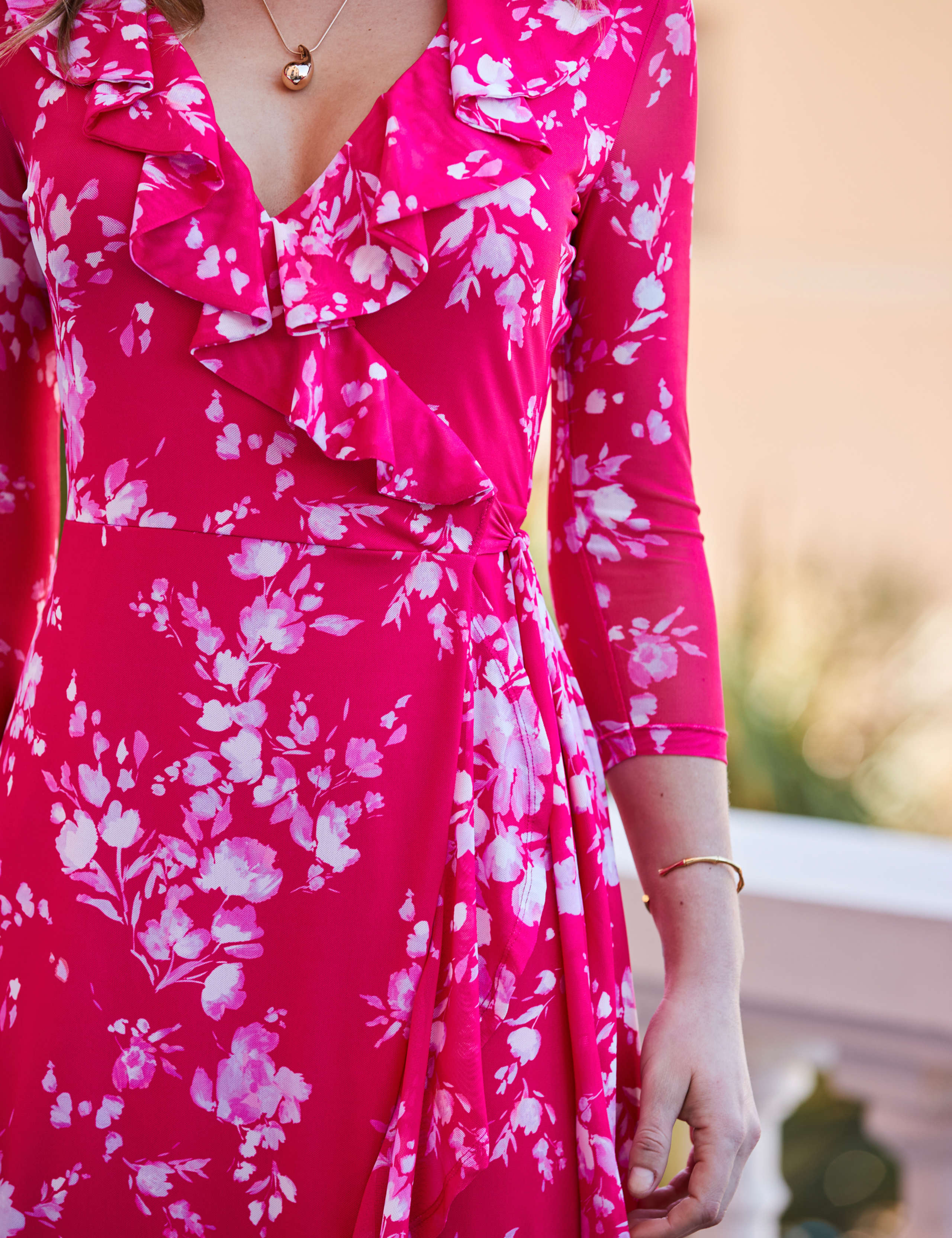 Floral V-Neck Ruffle Midaxi Wrap Dress 5 of 5