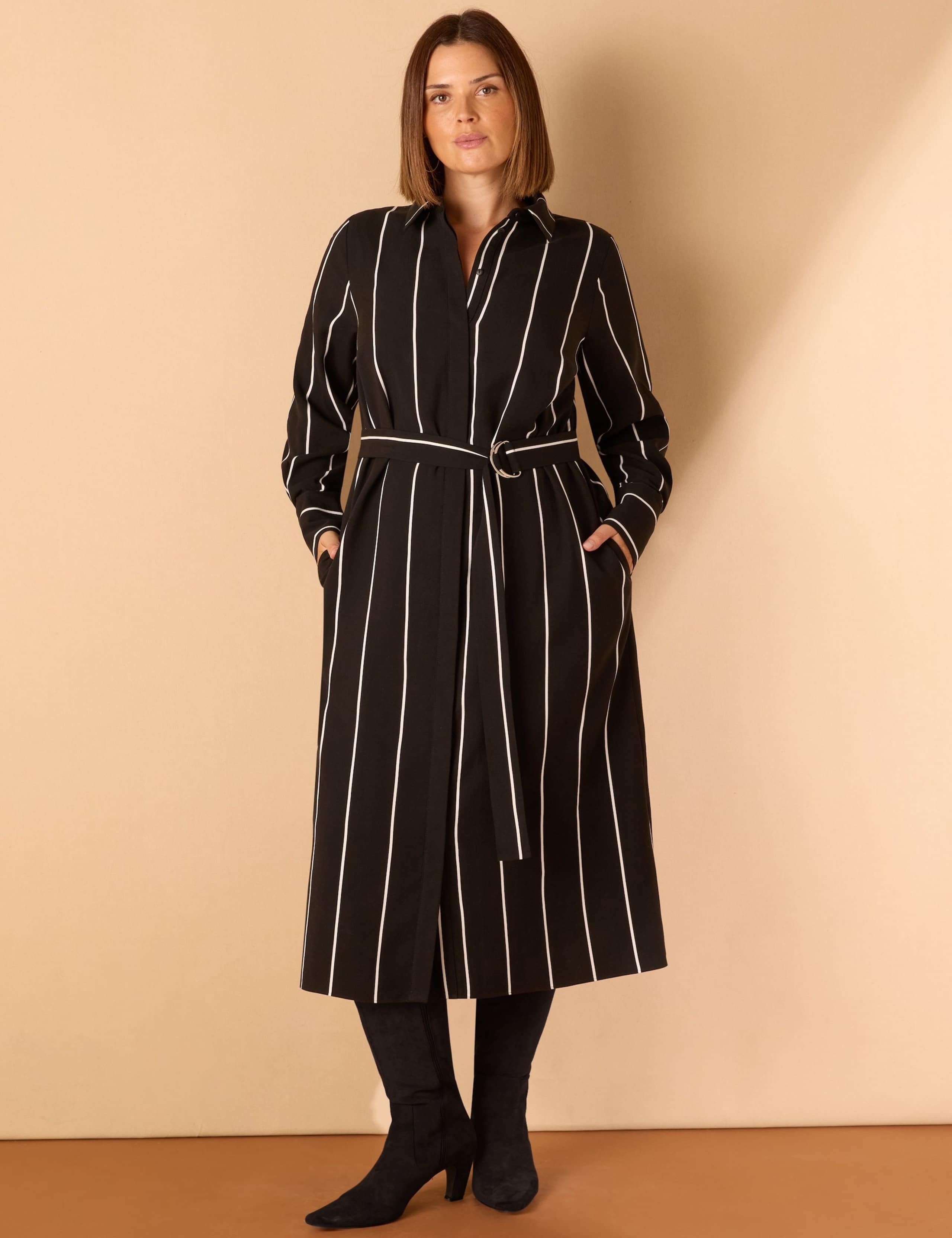 Pure Lyocell Striped Collared Shirt Dress 1 of 3