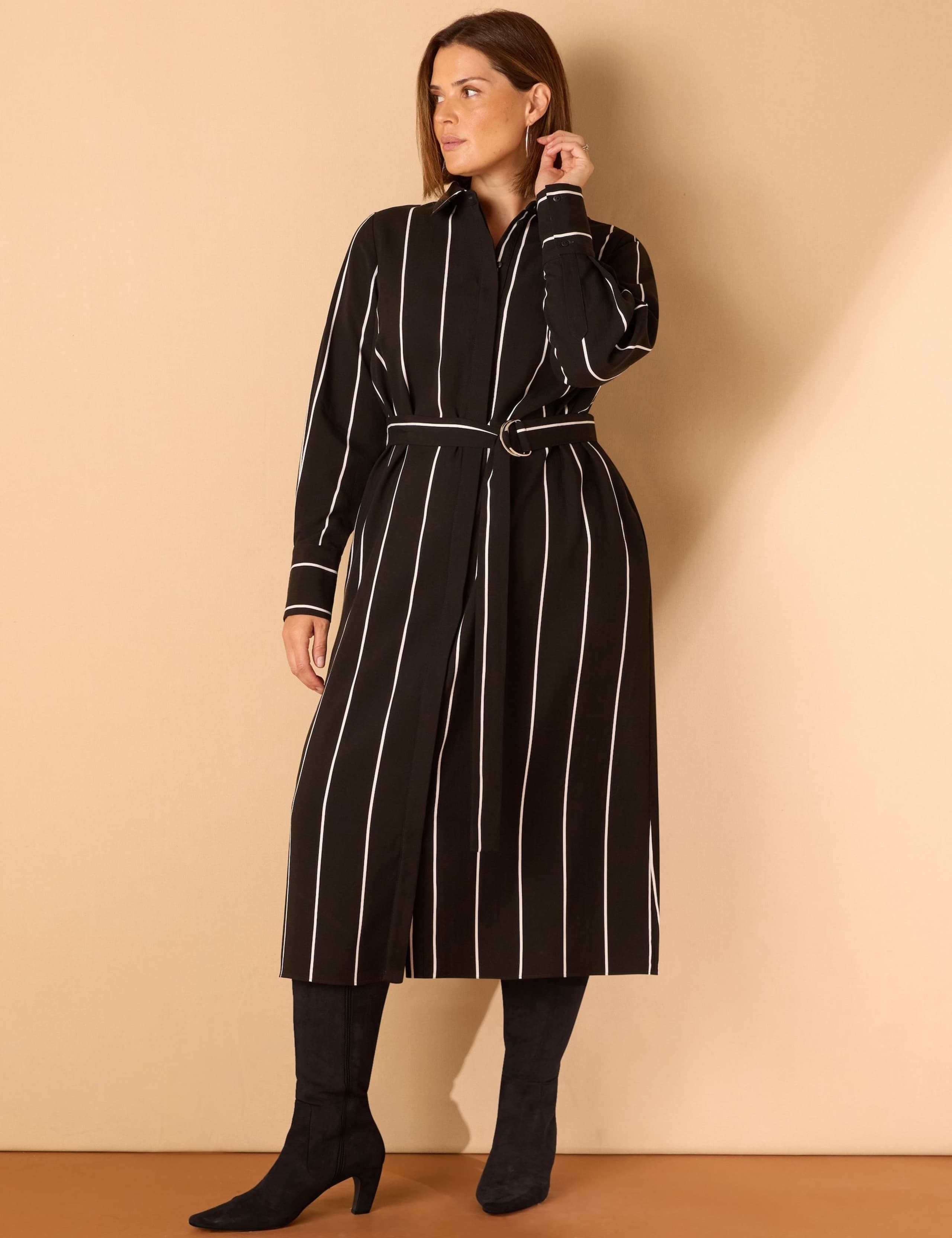 Pure Lyocell Striped Collared Shirt Dress 3 of 3