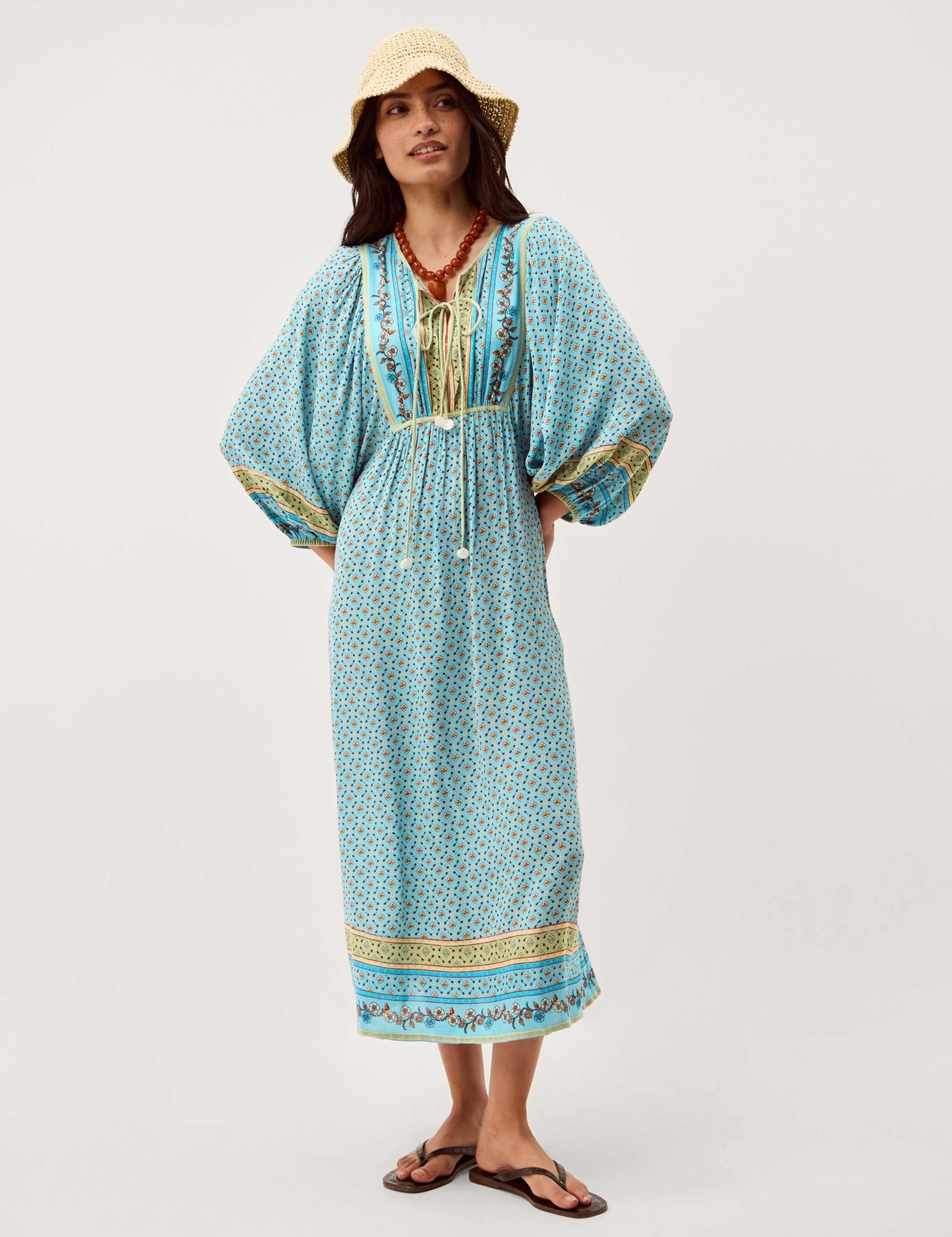 Printed V-Neck Midi Kaftan Dress 1 of 6