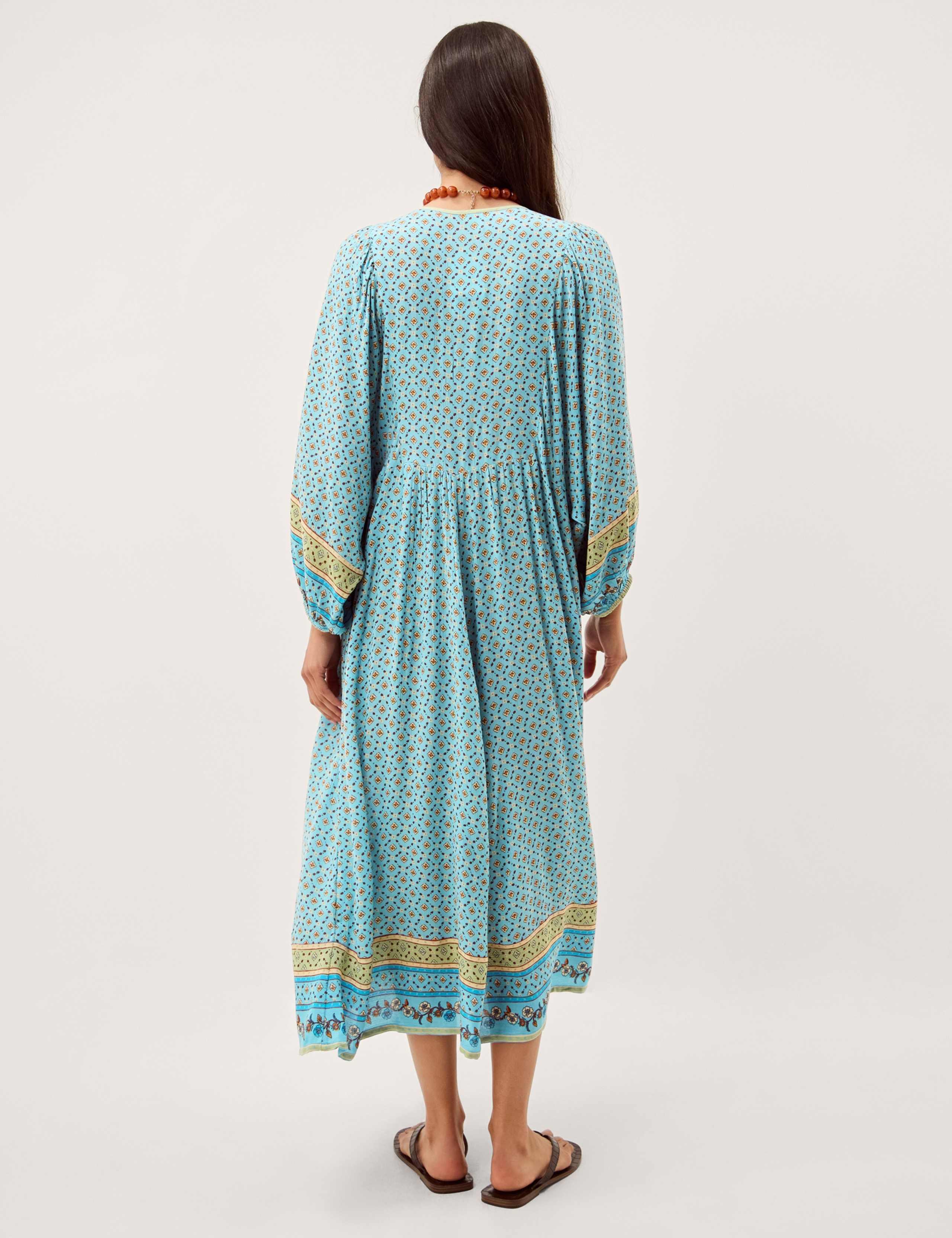 Printed V-Neck Midi Kaftan Dress 3 of 6