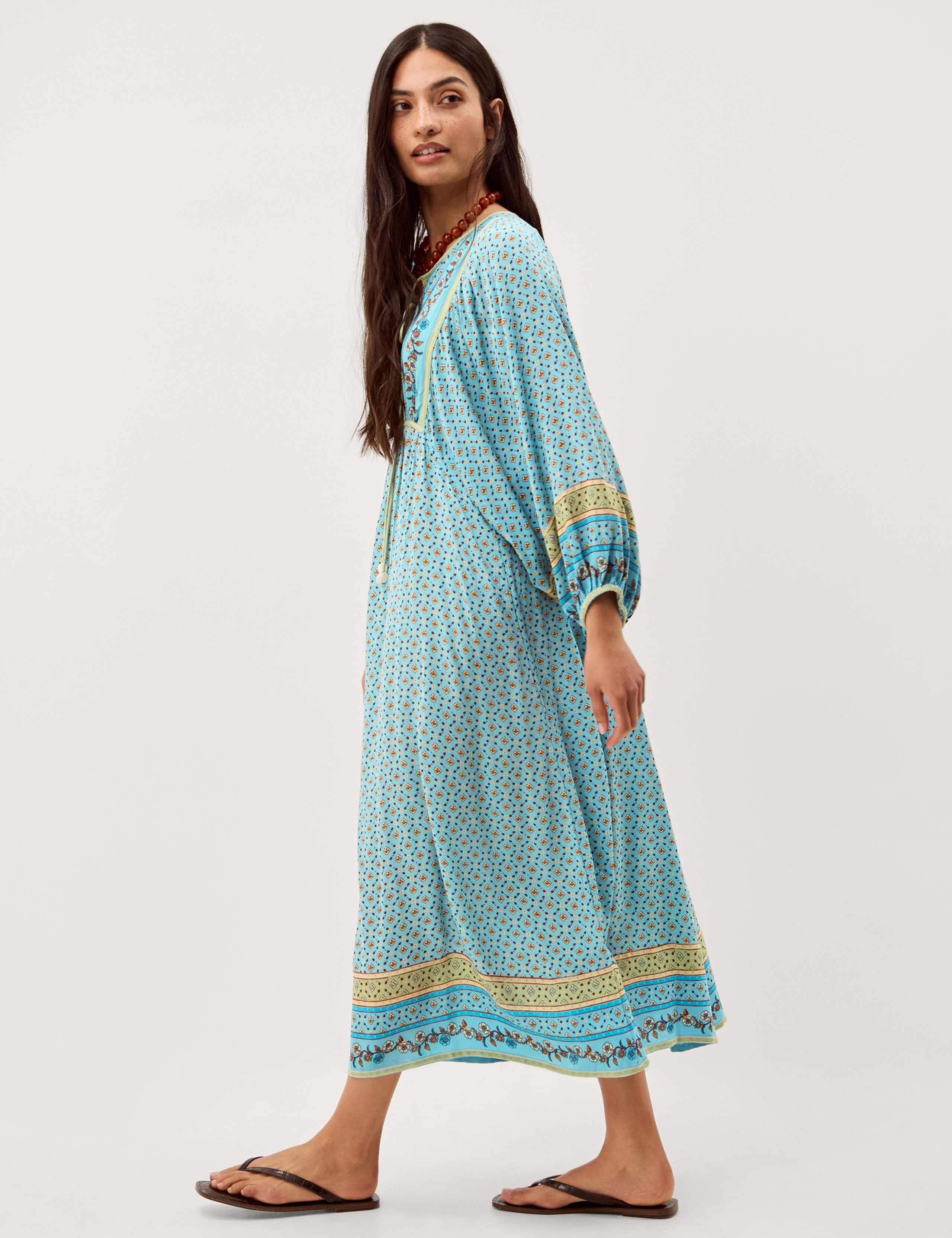 Printed V-Neck Midi Kaftan Dress 4 of 6