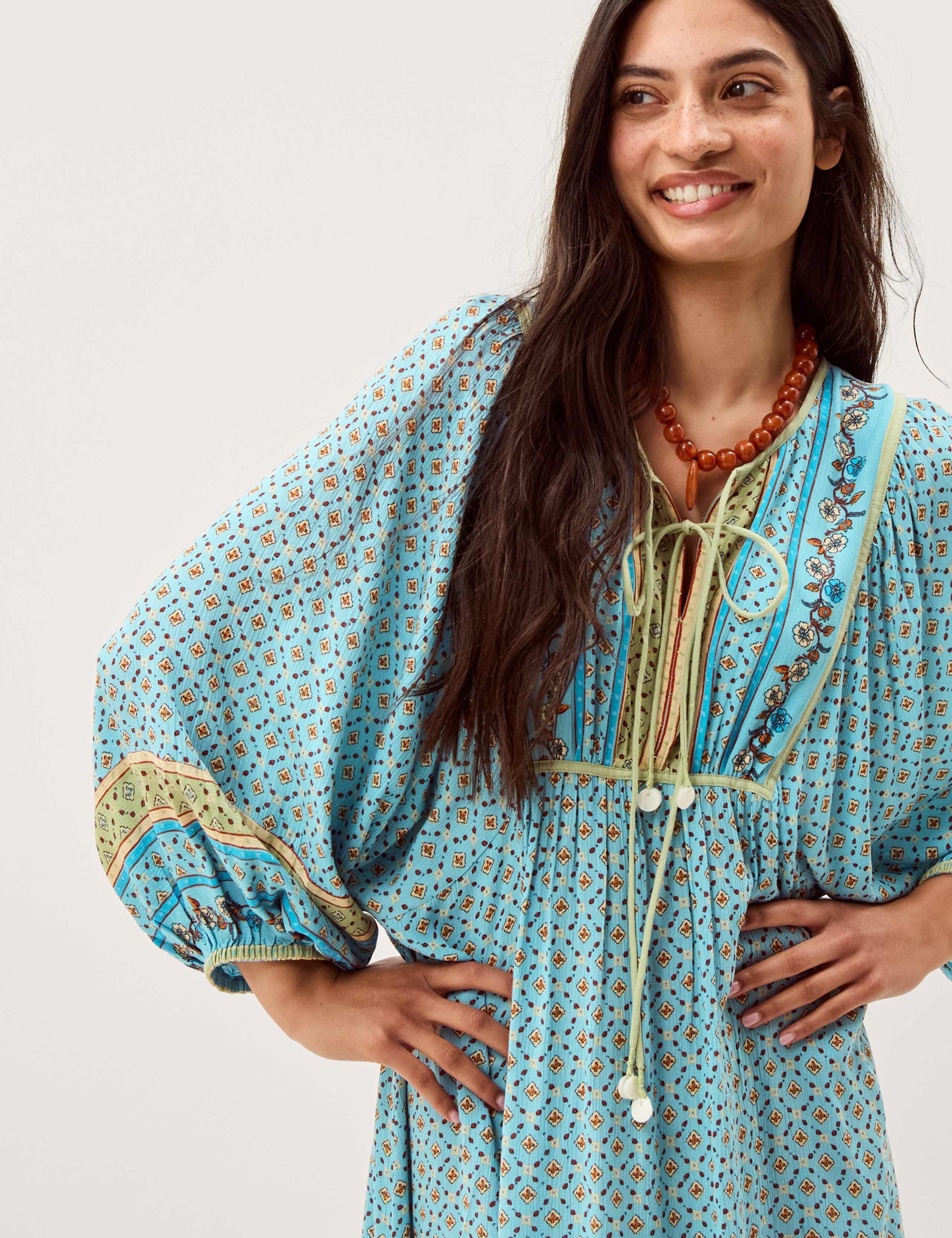 Printed V-Neck Midi Kaftan Dress 5 of 6