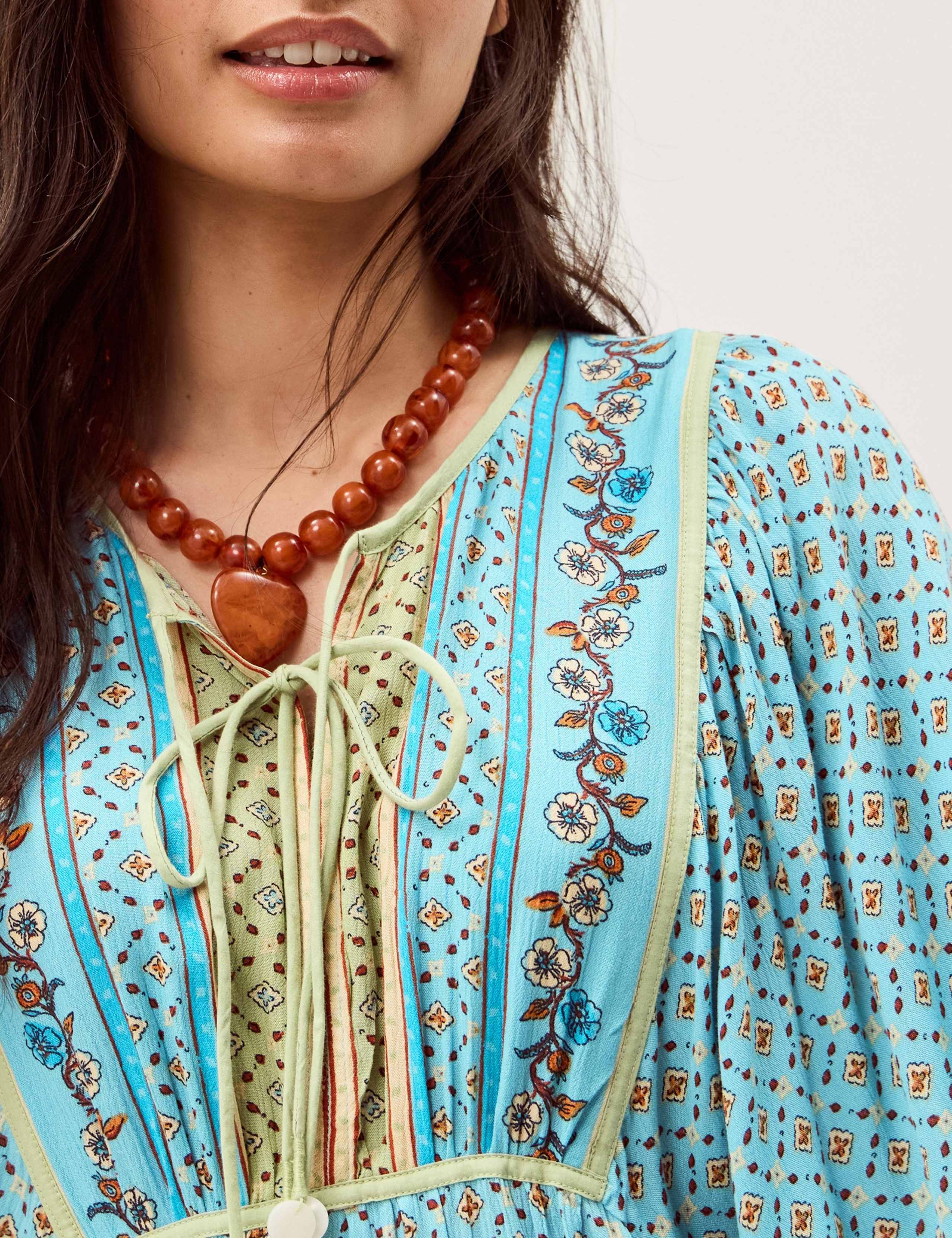 Printed V-Neck Midi Kaftan Dress 7 of 8