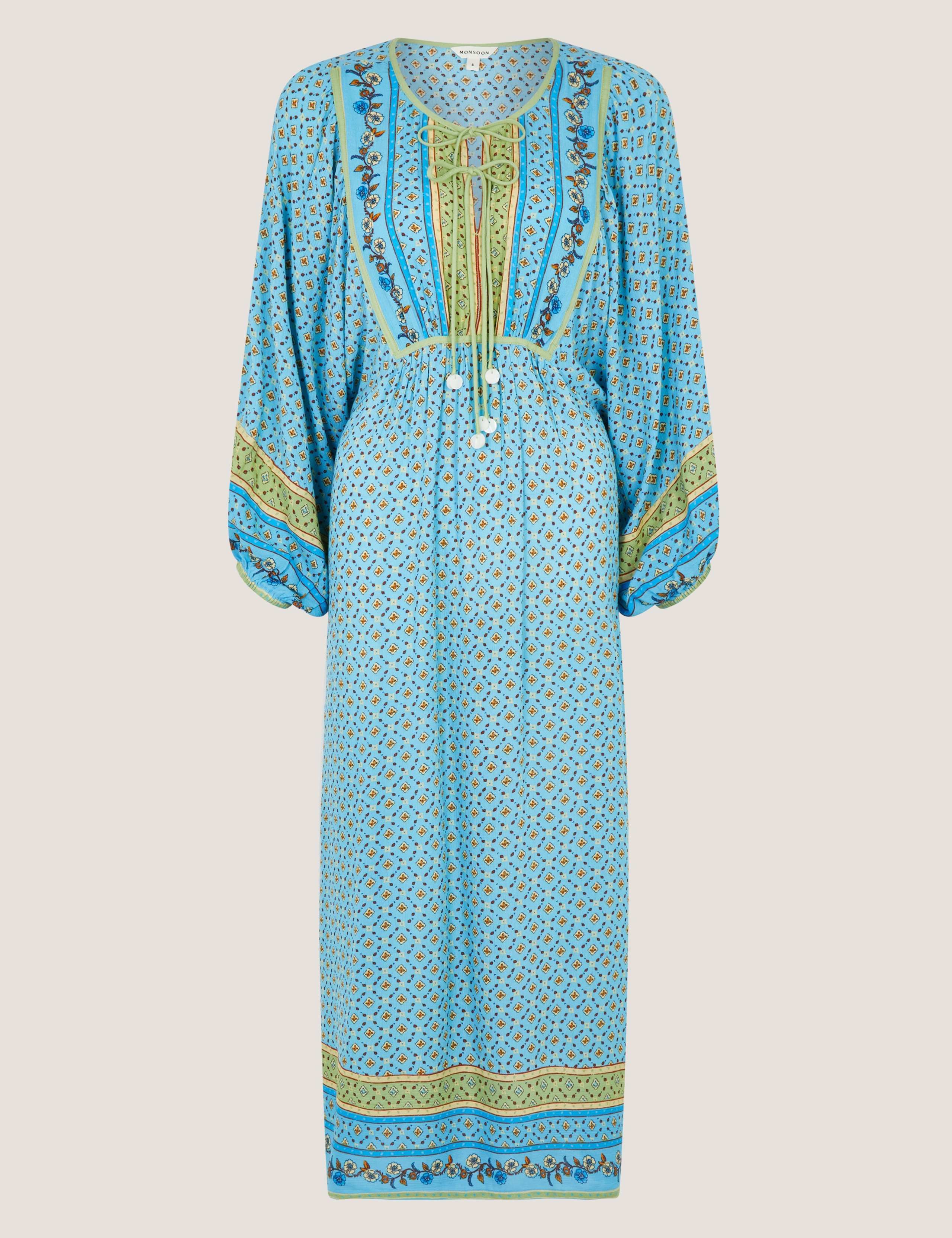 Printed V-Neck Midi Kaftan Dress 2 of 6