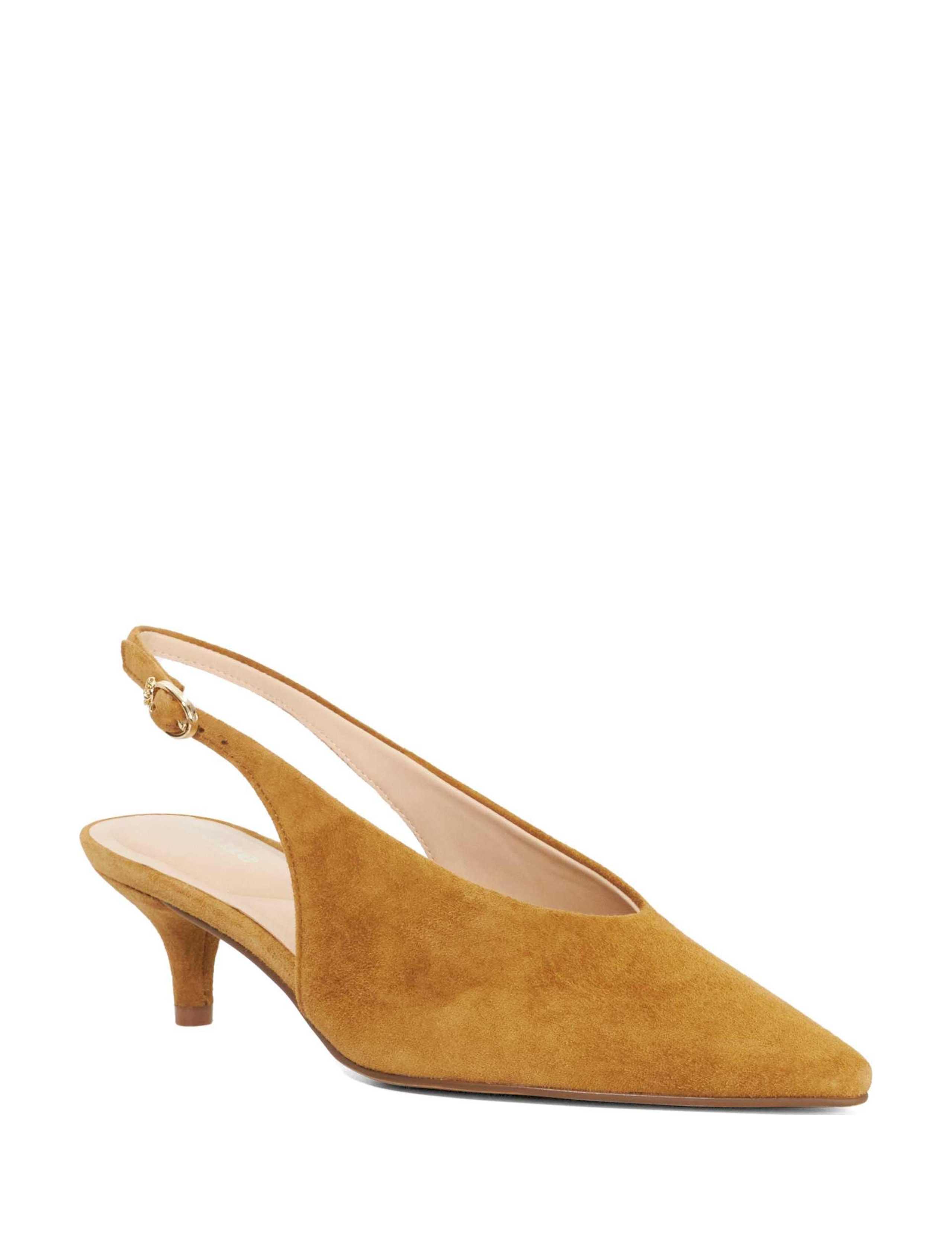 Leather Buckle Kitten Heel Slingback Shoes 3 of 5