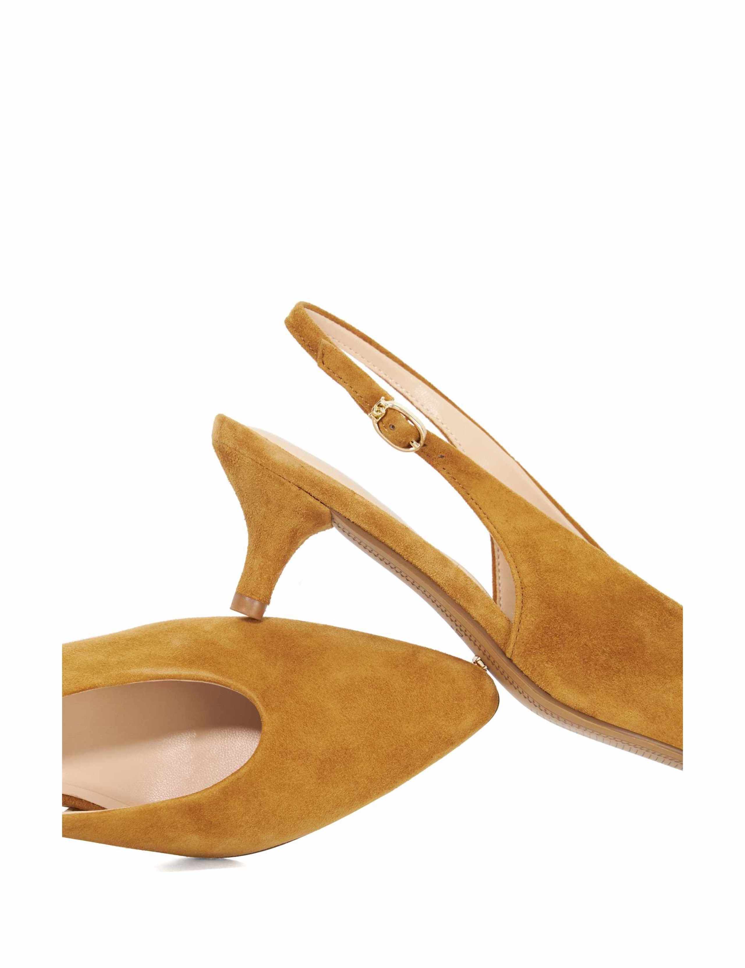 Leather Buckle Kitten Heel Slingback Shoes 5 of 5