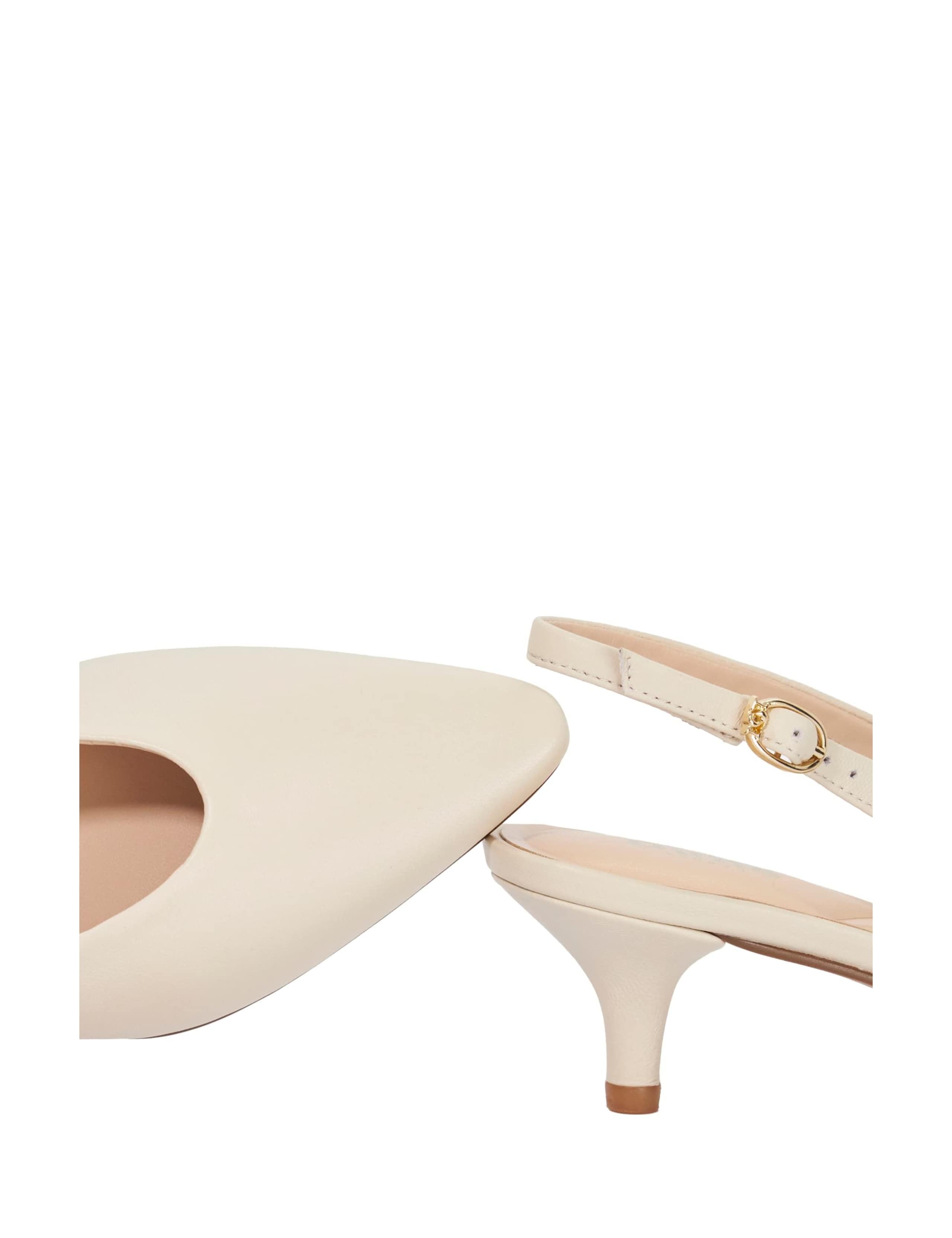 Leather Buckle Kitten Heel Slingback Shoes 5 of 5