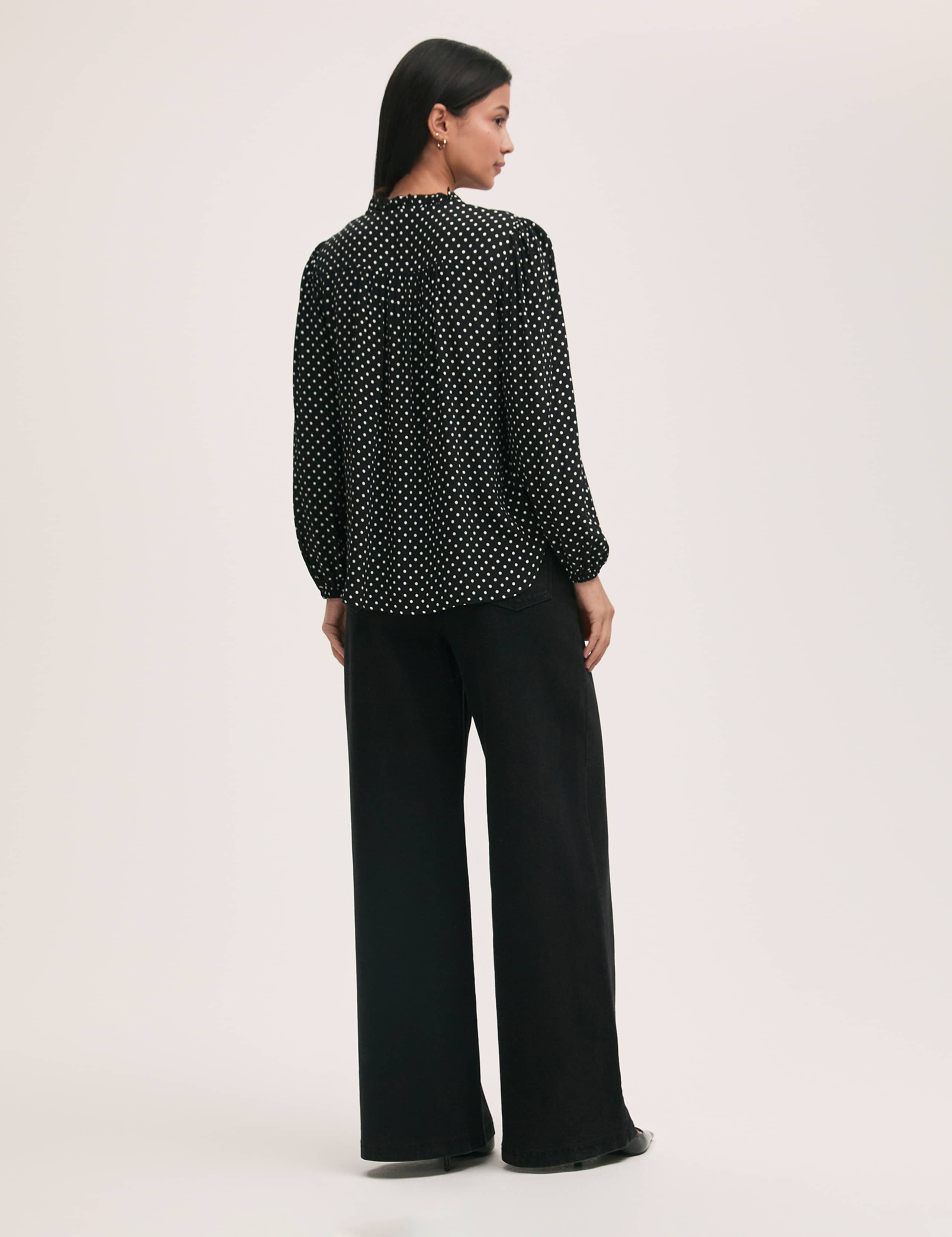 Kiya Crepe Spot Print Tie Neck Blouse 3 of 5