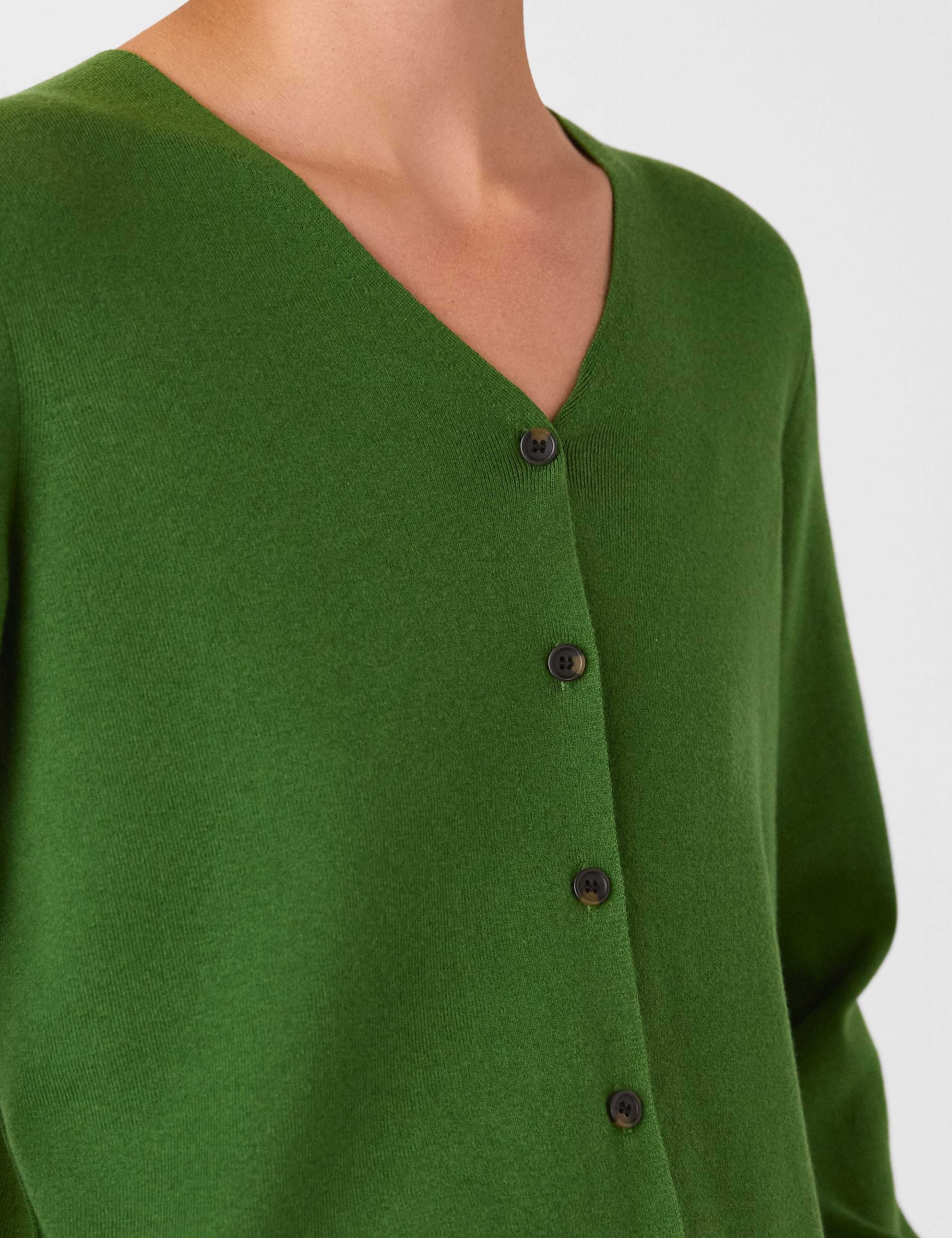 Cotton Blend V-Neck Button Front Cardigan 4 of 4