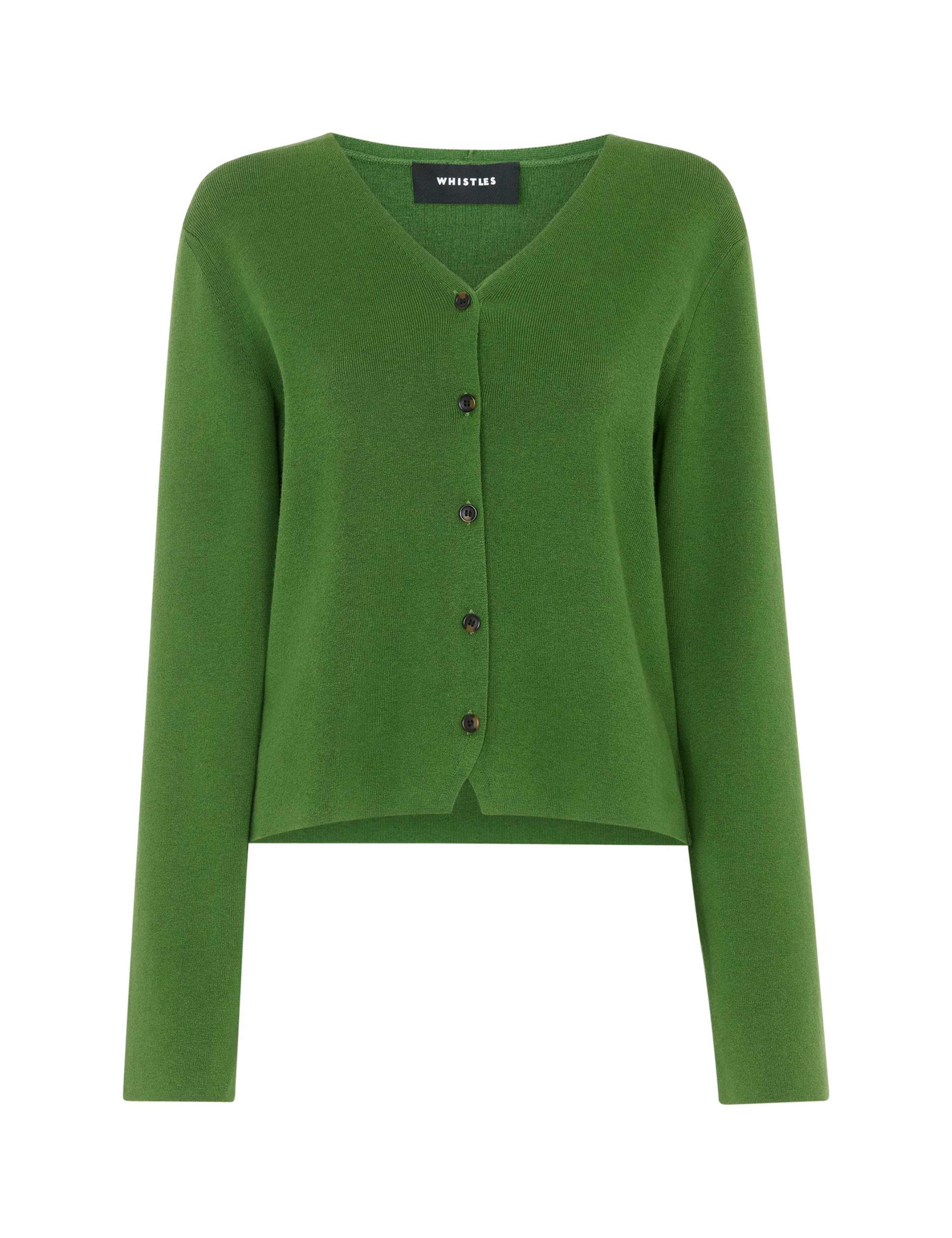 Cotton Blend V-Neck Button Front Cardigan 2 of 4