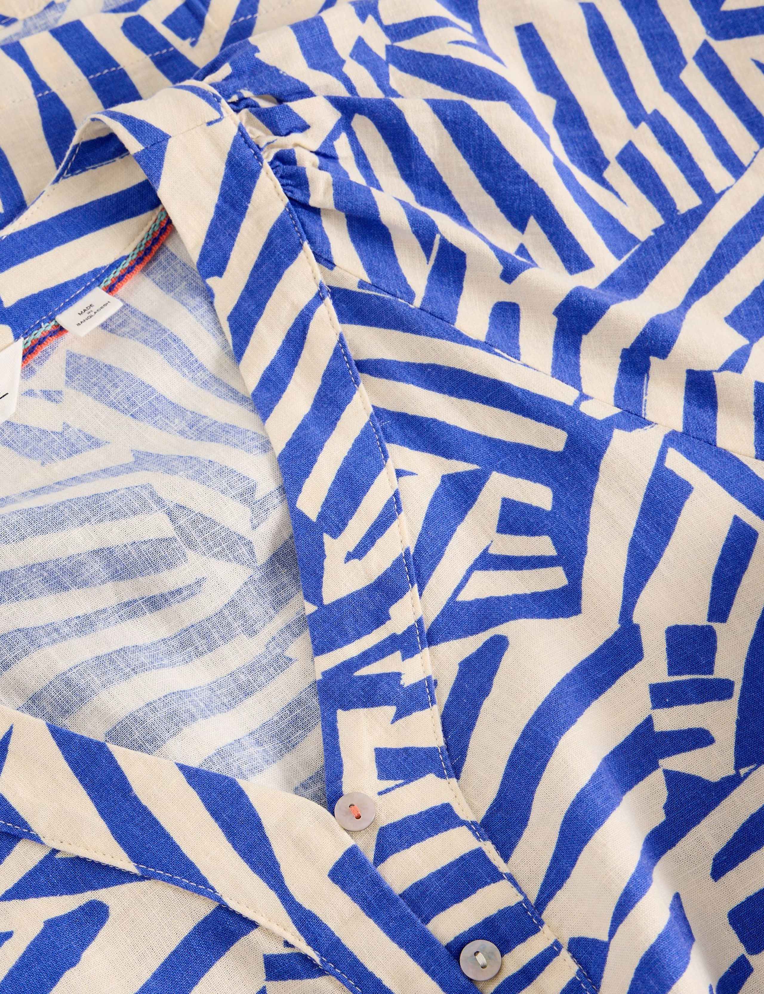 Linen Blend Geometric Mini Shirt Dress 4 of 6