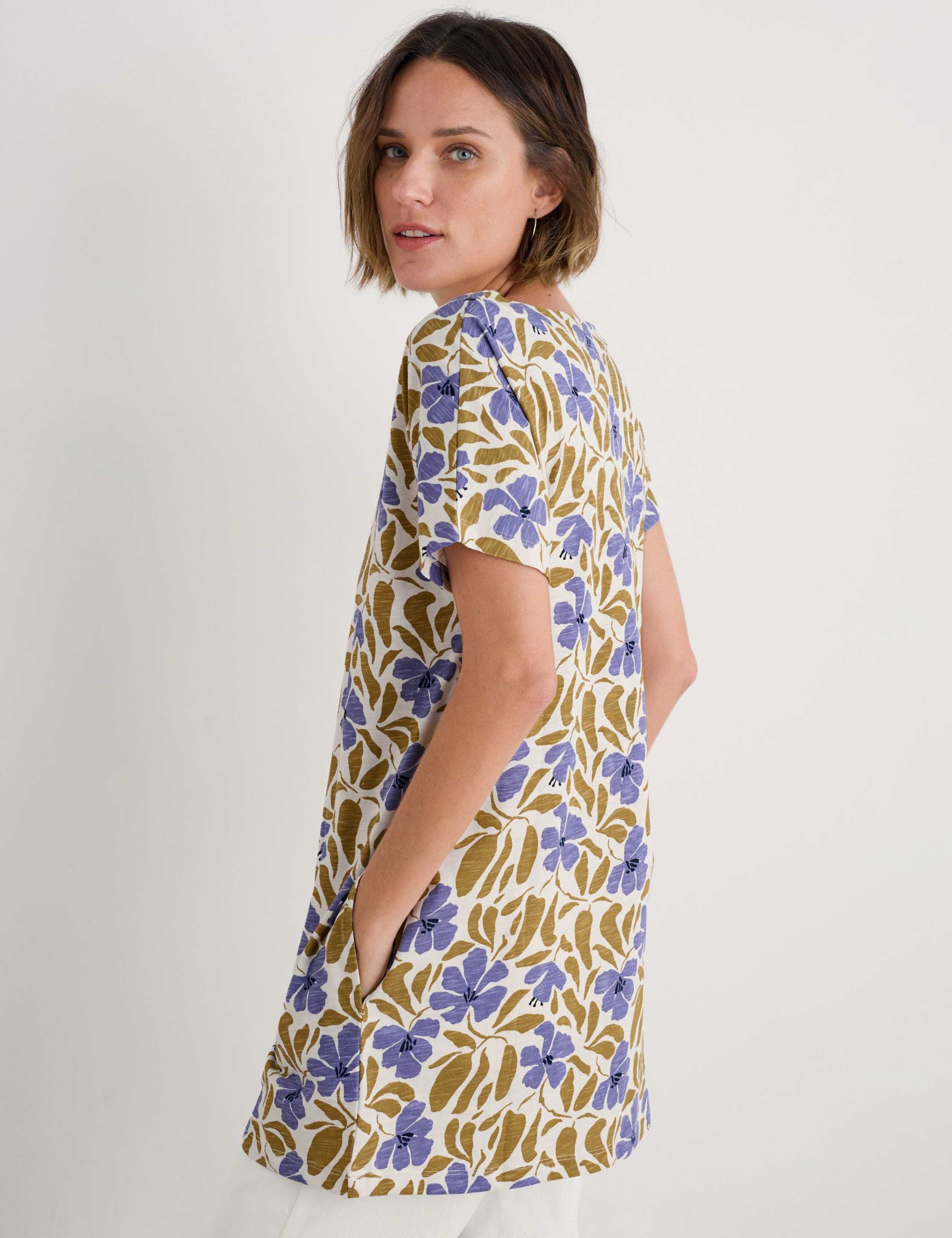 Pure Cotton Floral Scoop Neck Relaxed Tunic 4 of 4