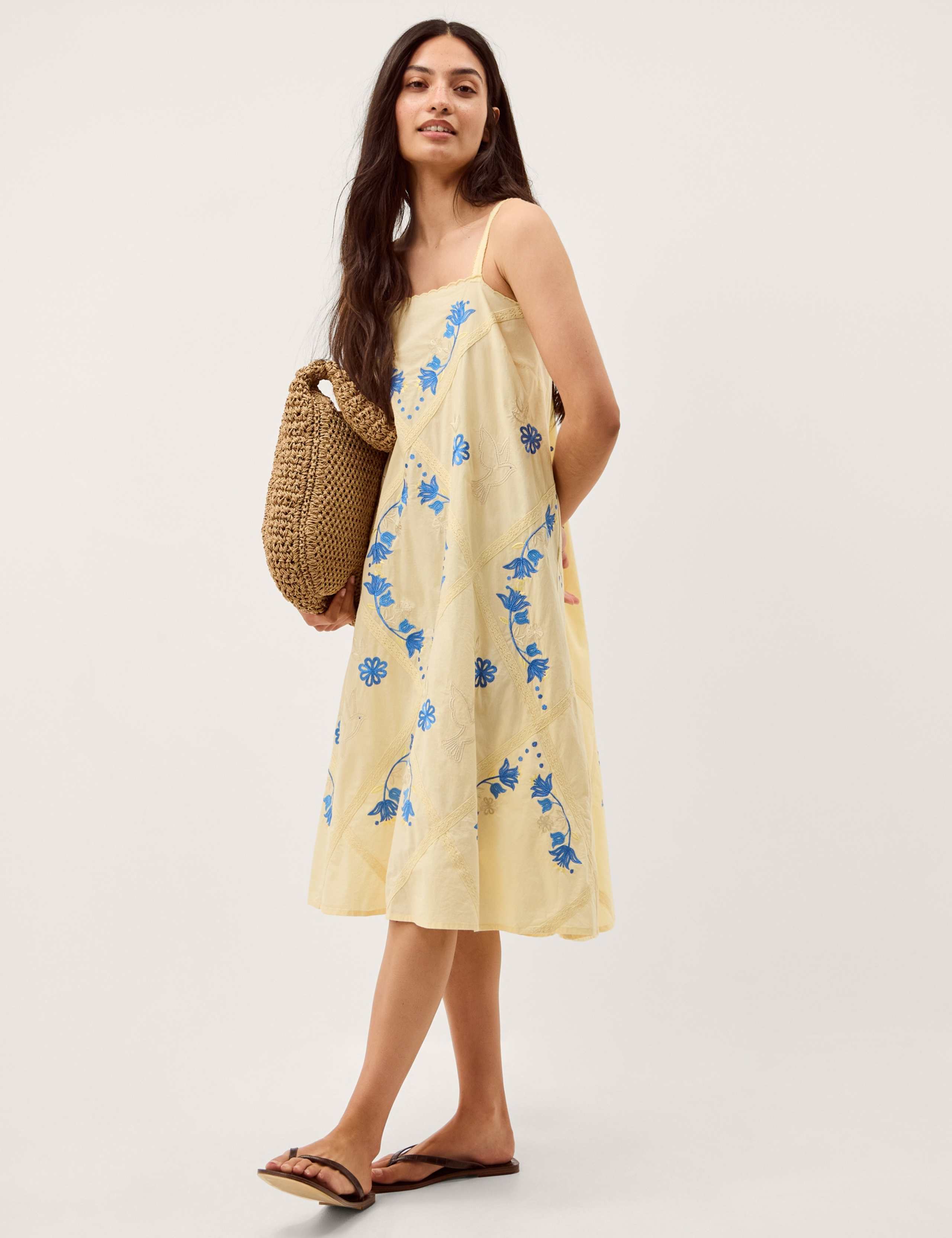 Pure Cotton Embroidered Square Neck Dress 4 of 7