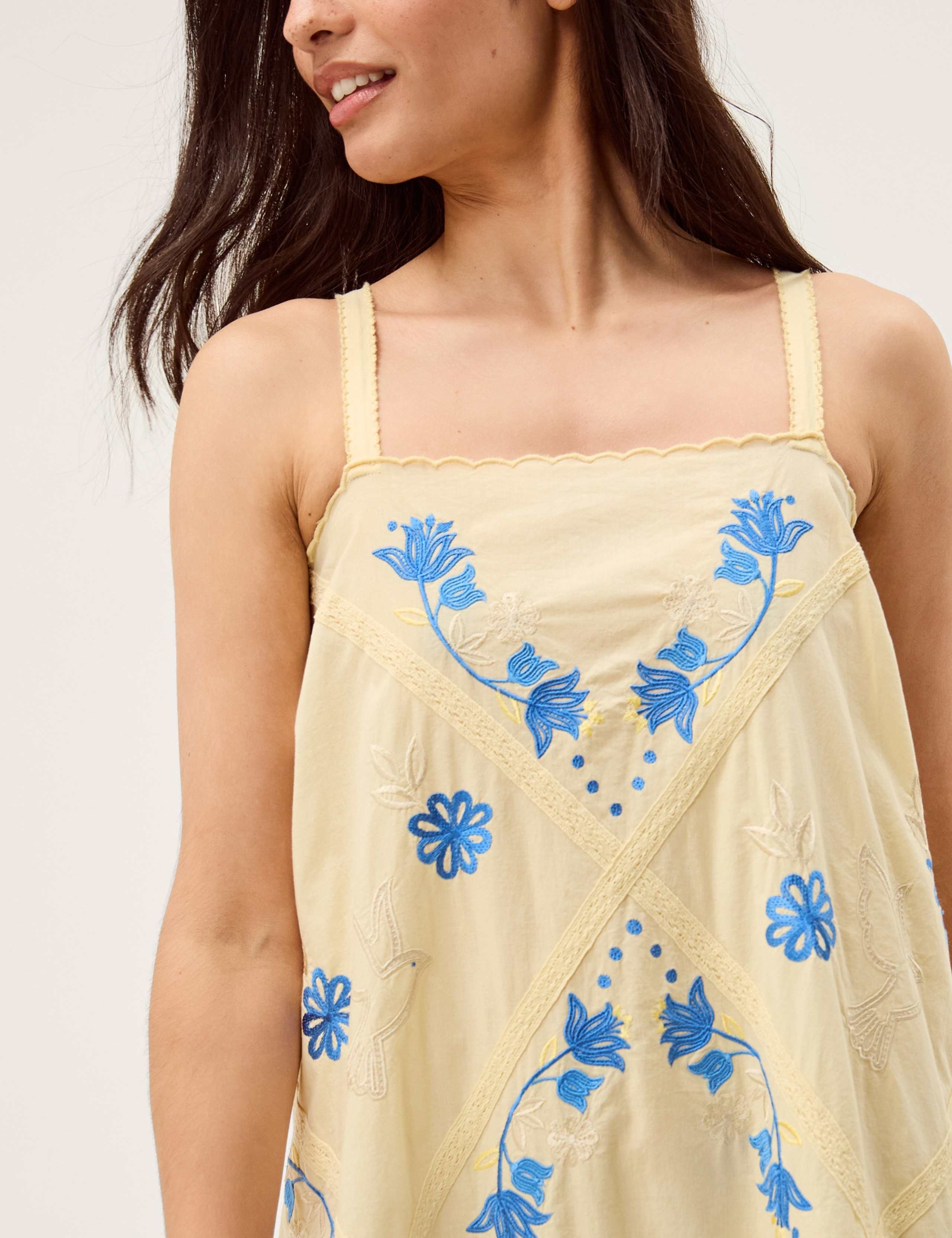 Pure Cotton Embroidered Square Neck Dress 6 of 7