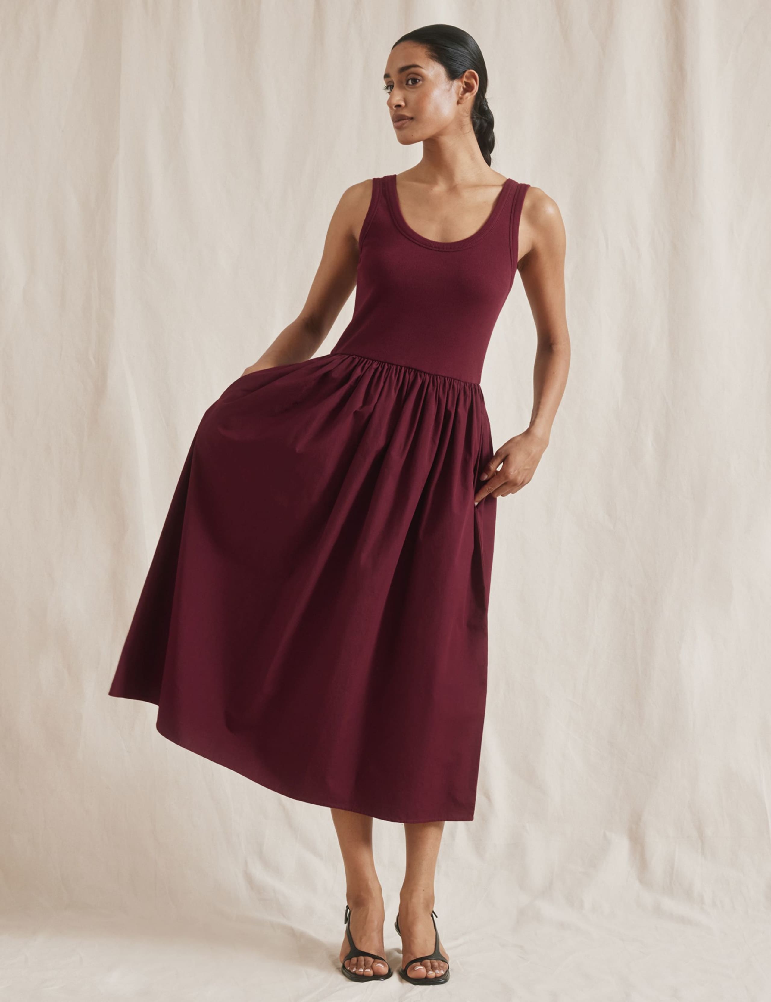 Pure Cotton Round Neck Midi Skater Dress 5 of 6