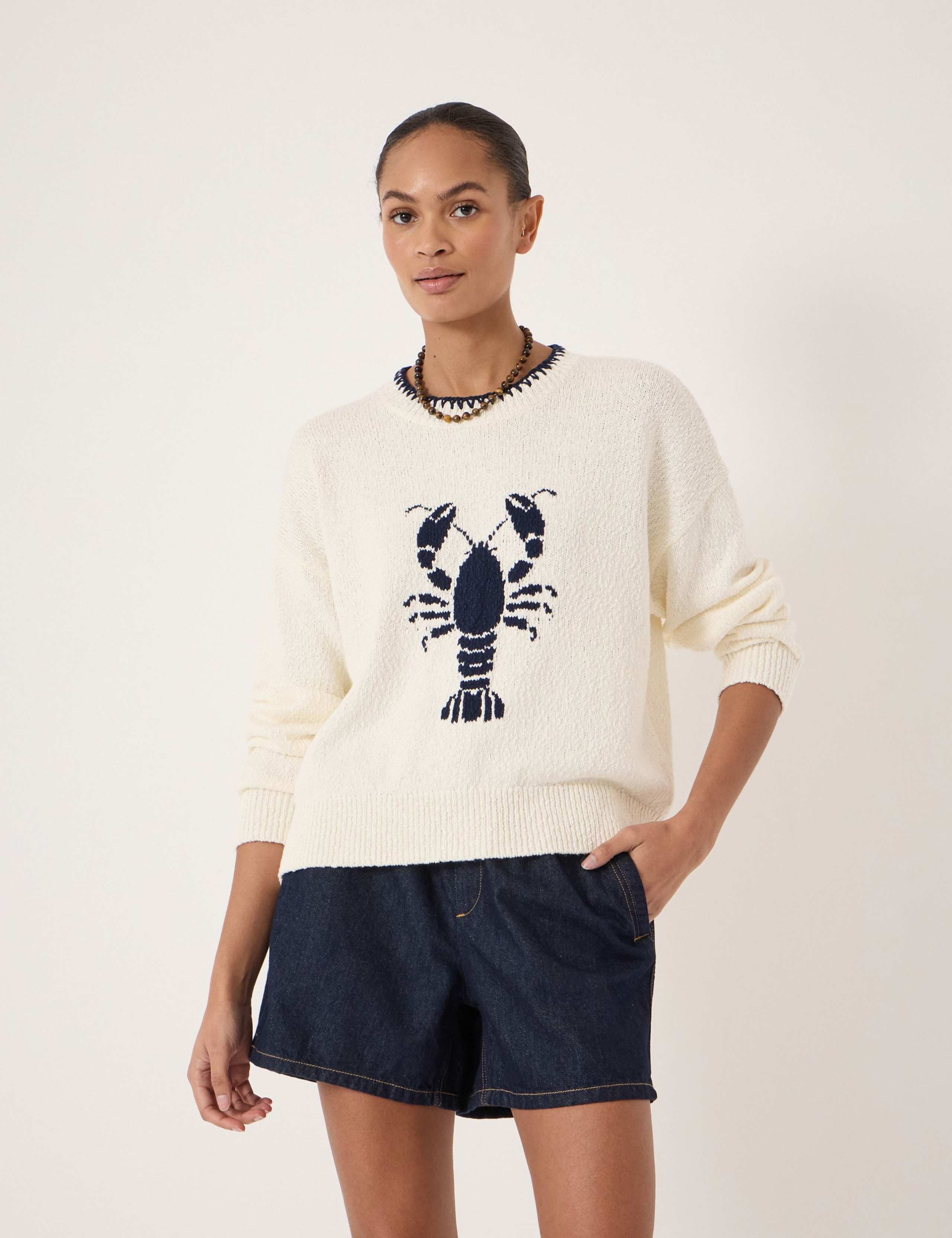 Pure Cotton Crew Neck Lobster Graphic Jumper 1 of 4