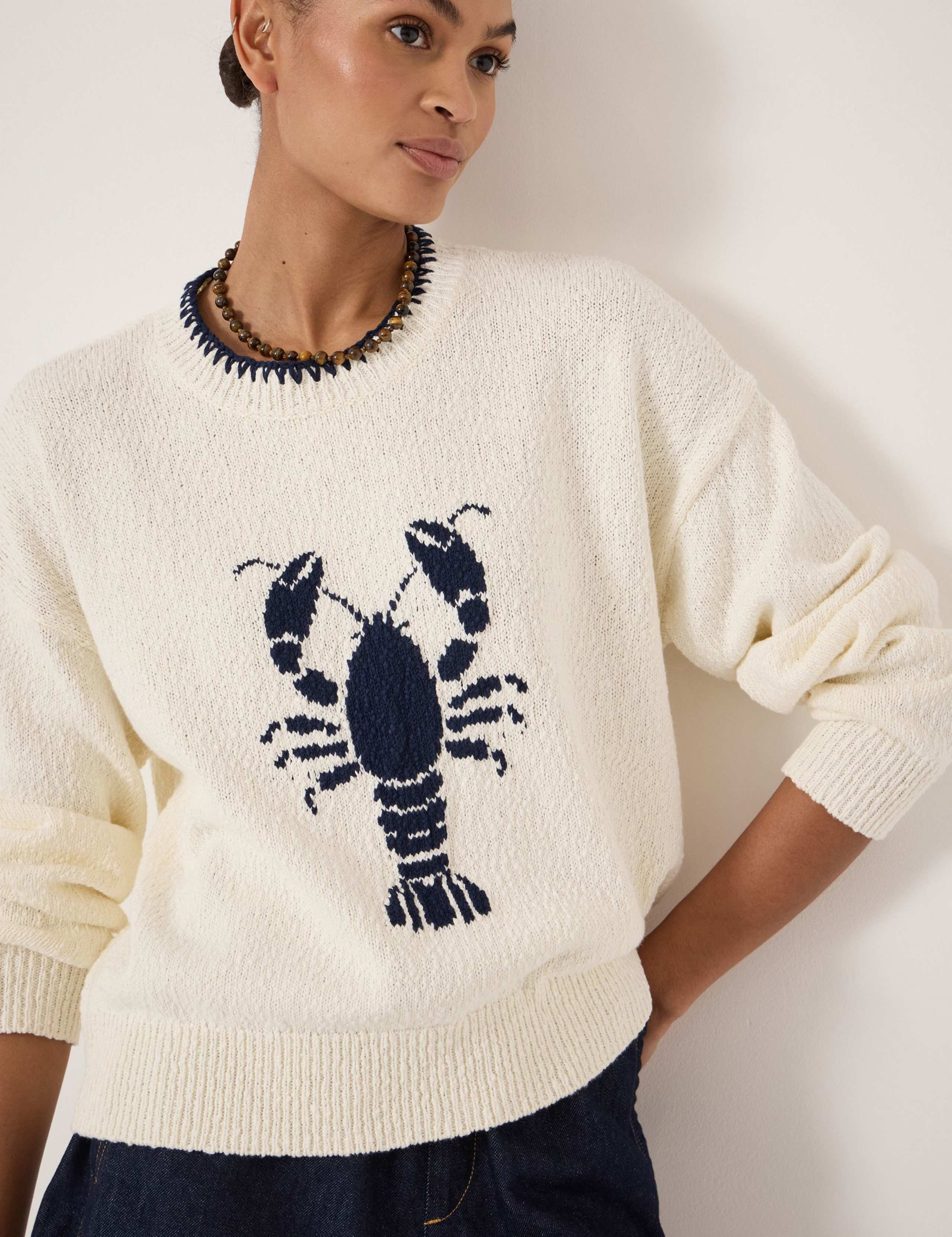 Pure Cotton Crew Neck Lobster Graphic Jumper 4 of 4