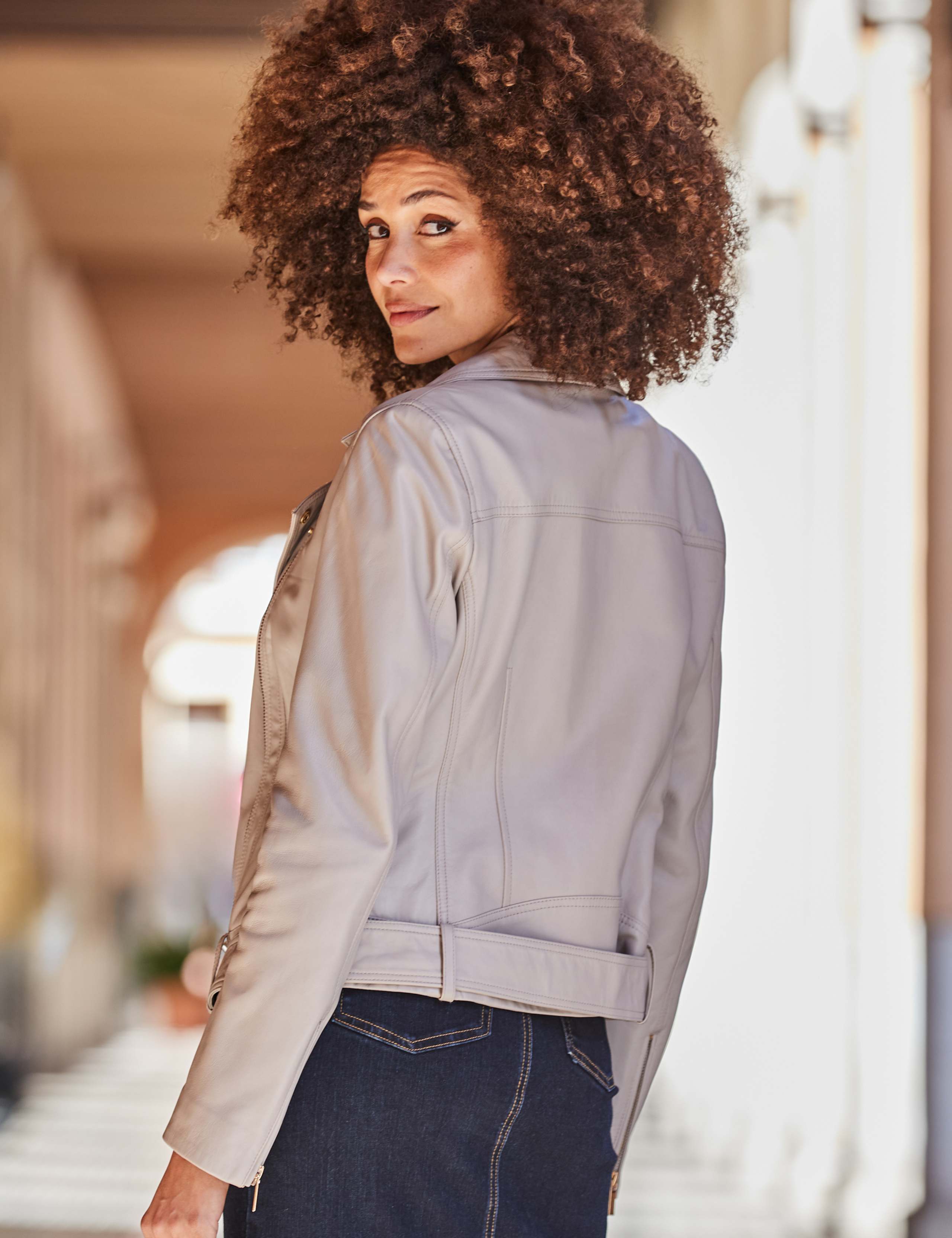 Leather Relaxed Biker Jacket 3 of 7