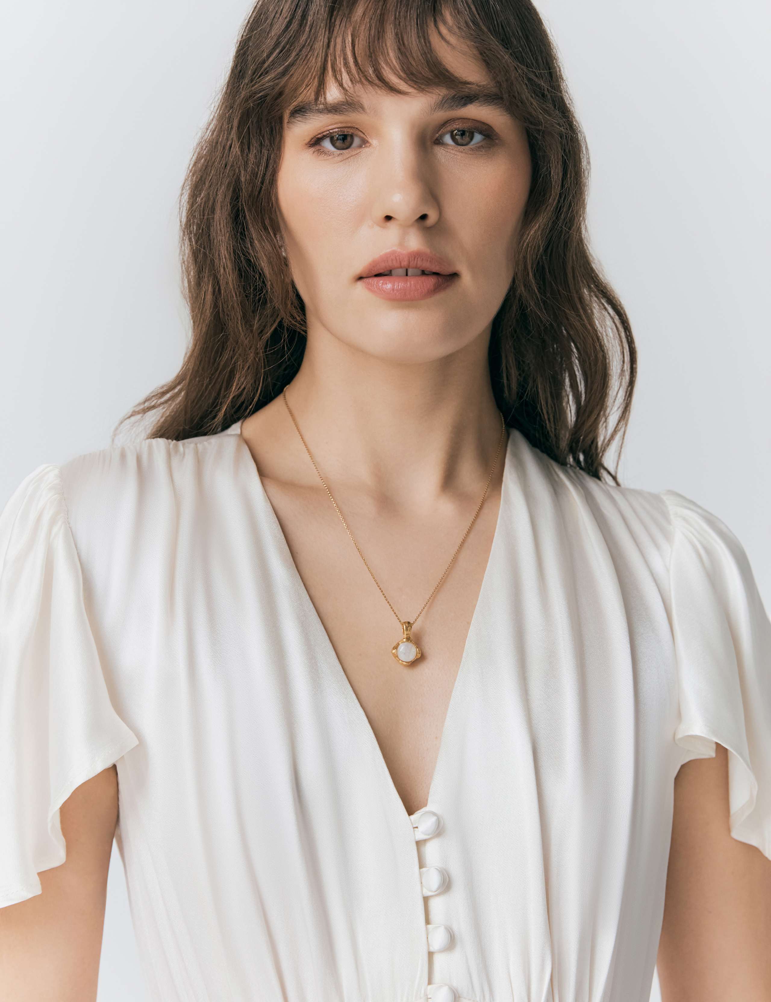 Satin V-Neck Angel Sleeve Midi Tea Dress 4 of 5