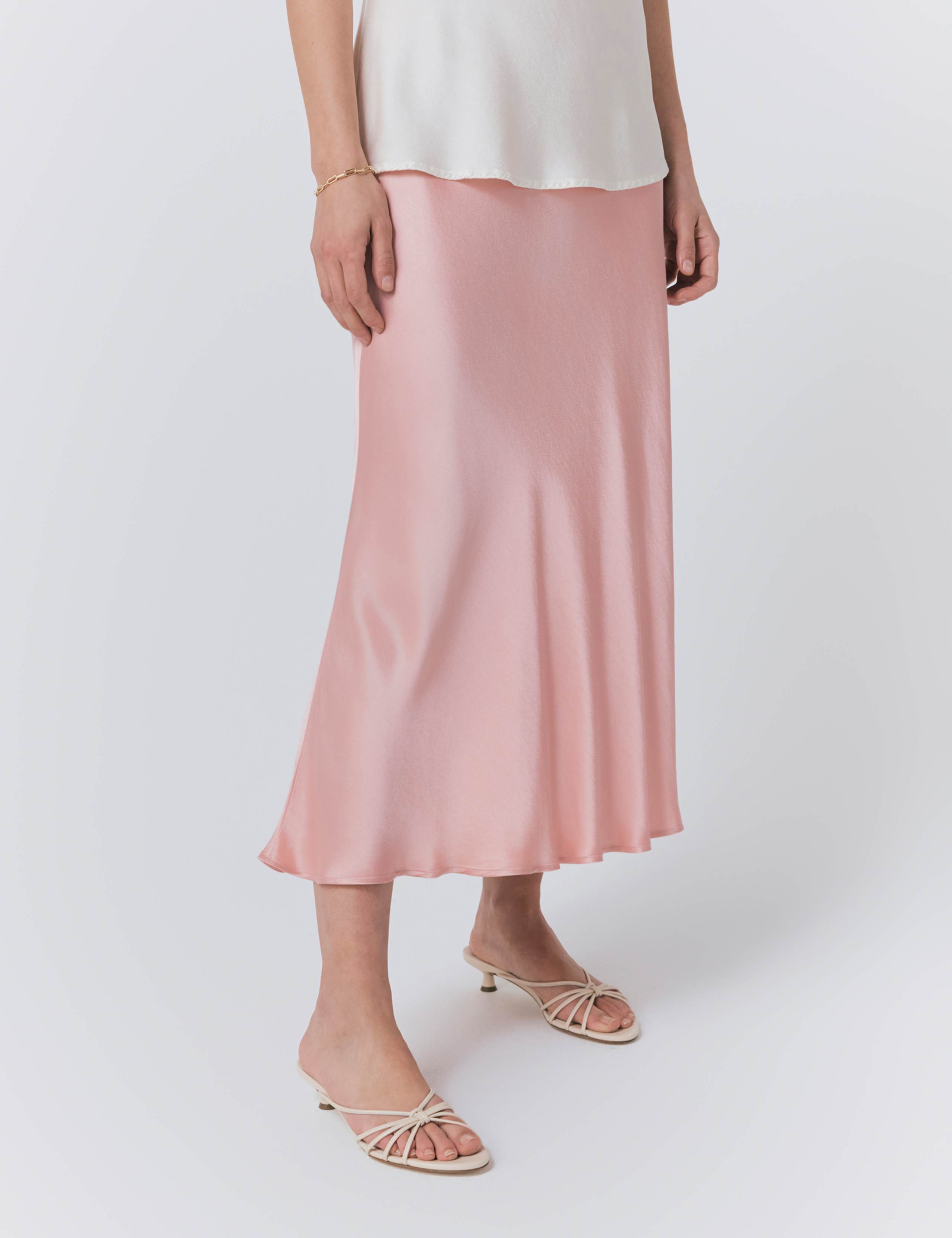 Satin Midi Slip Skirt 2 of 4