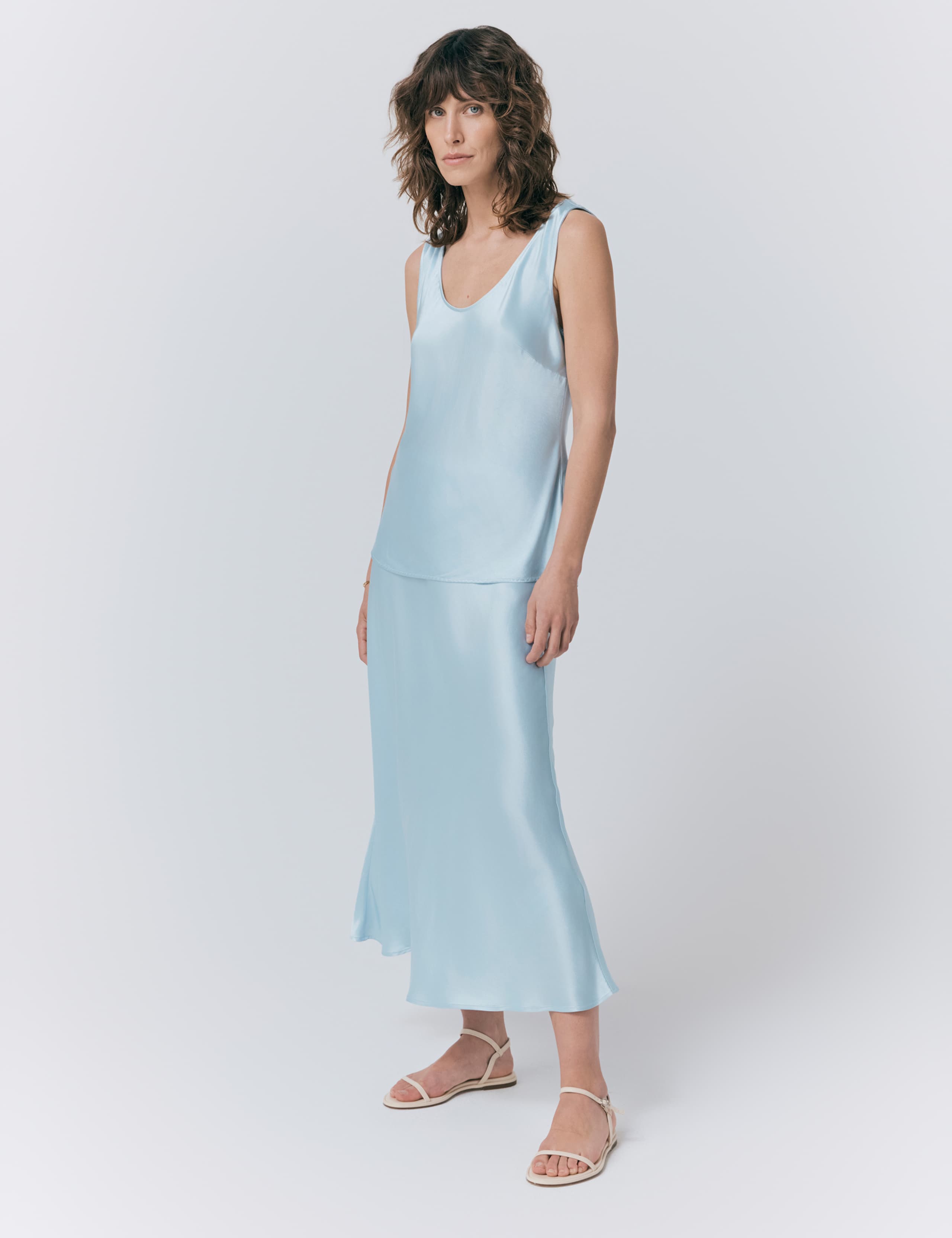 Satin Midi Slip Skirt 1 of 4