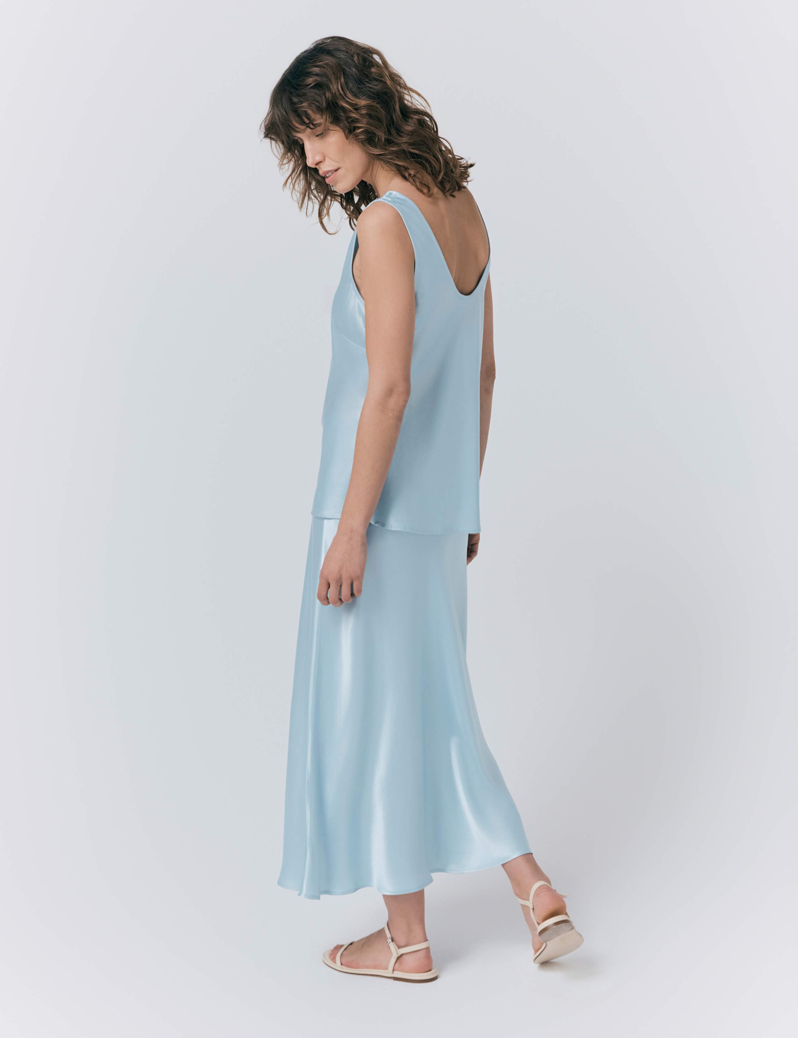 Satin Midi Slip Skirt 3 of 4