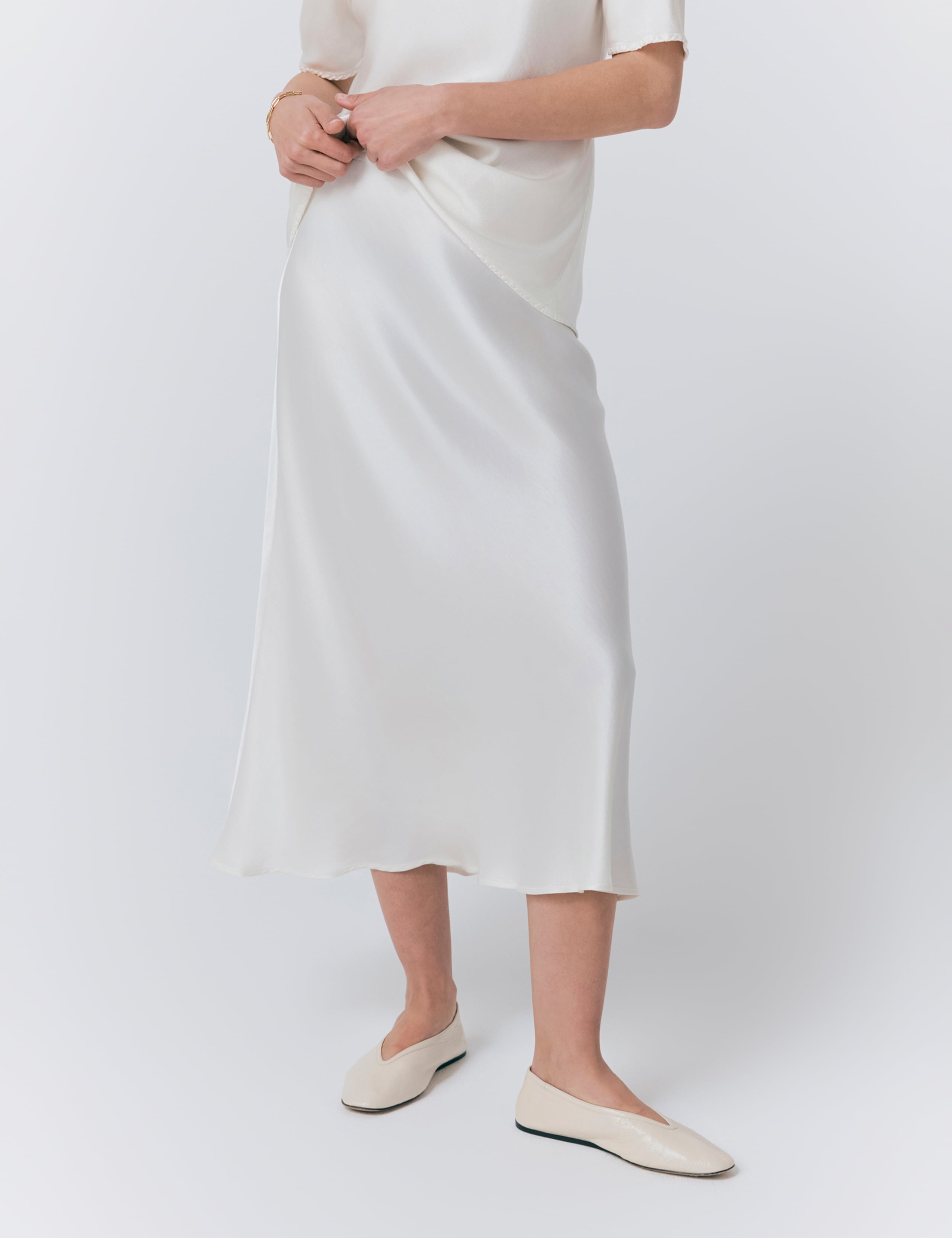 Satin Midi Slip Skirt 2 of 4