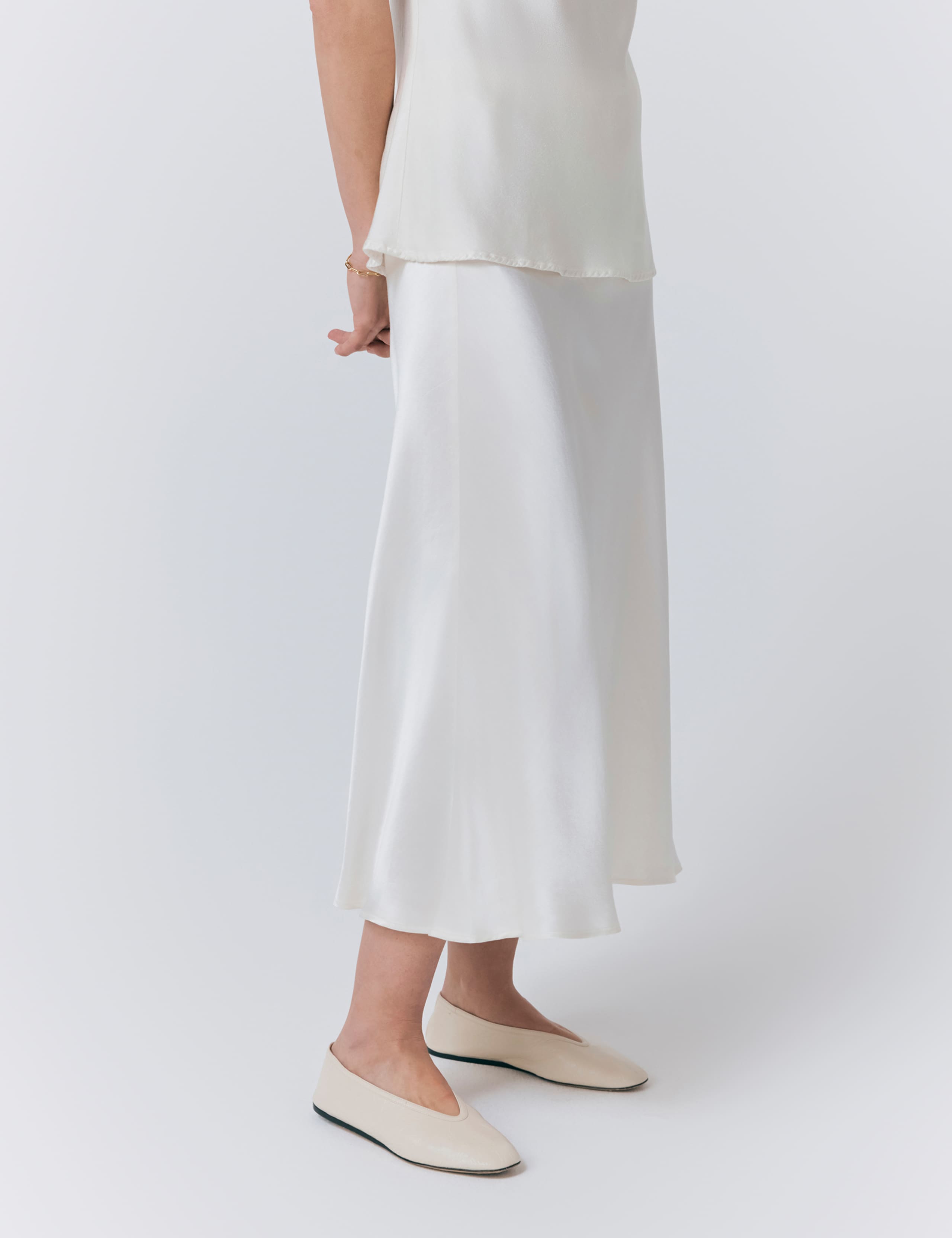 Satin Midi Slip Skirt 3 of 4
