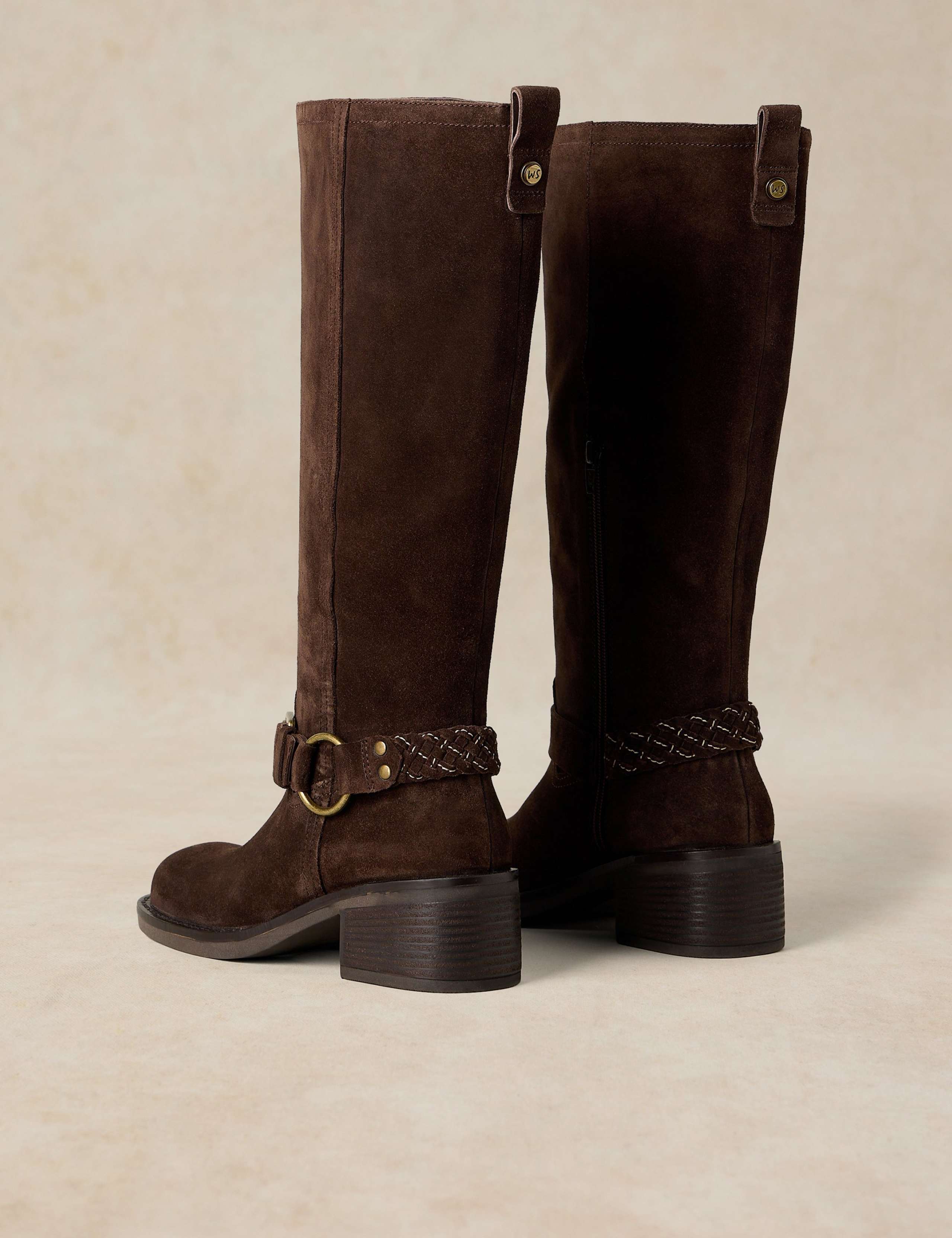 Mid Heel Pull On Leather Knee High Boot 3 of 4