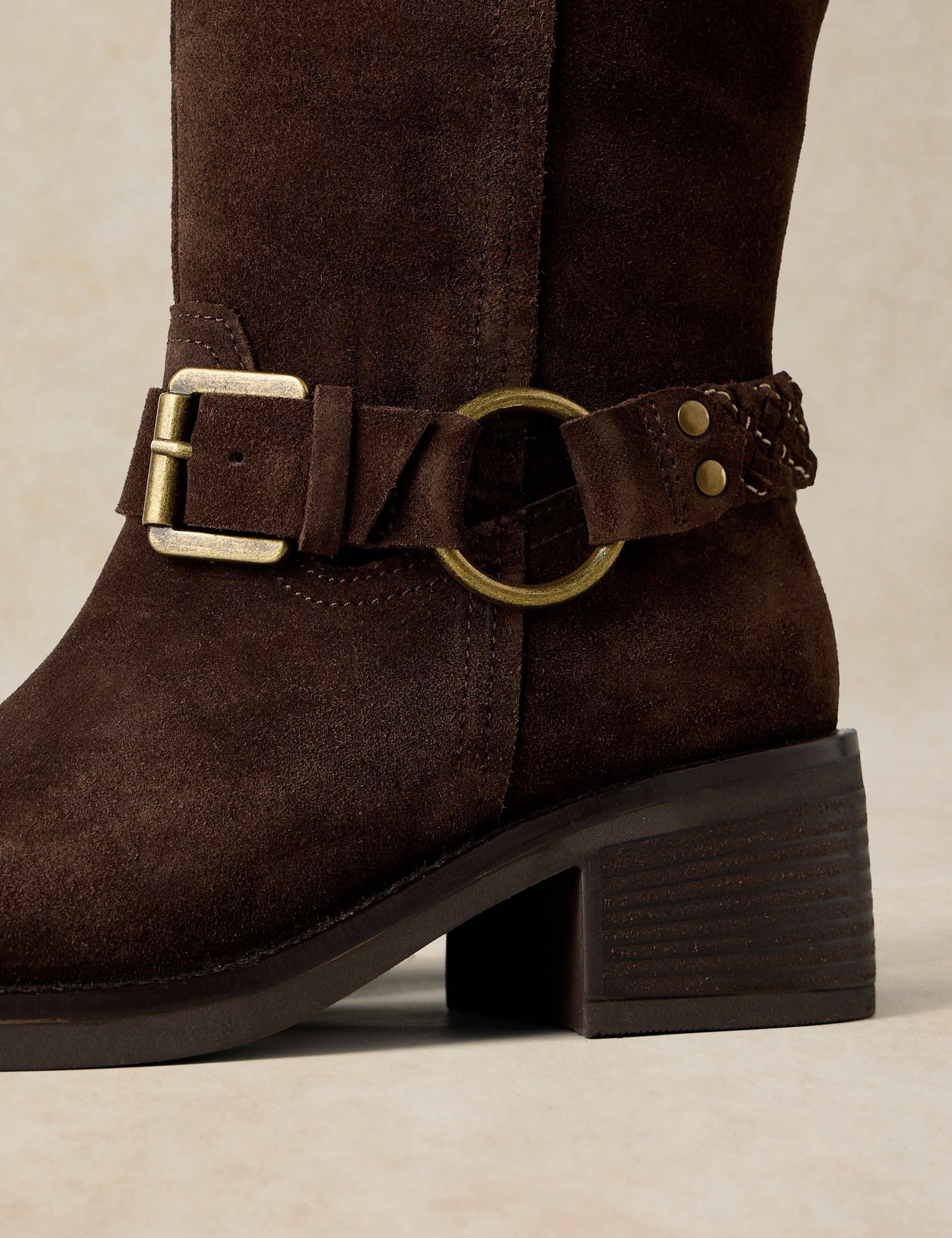 Mid Heel Pull On Leather Knee High Boot 4 of 4