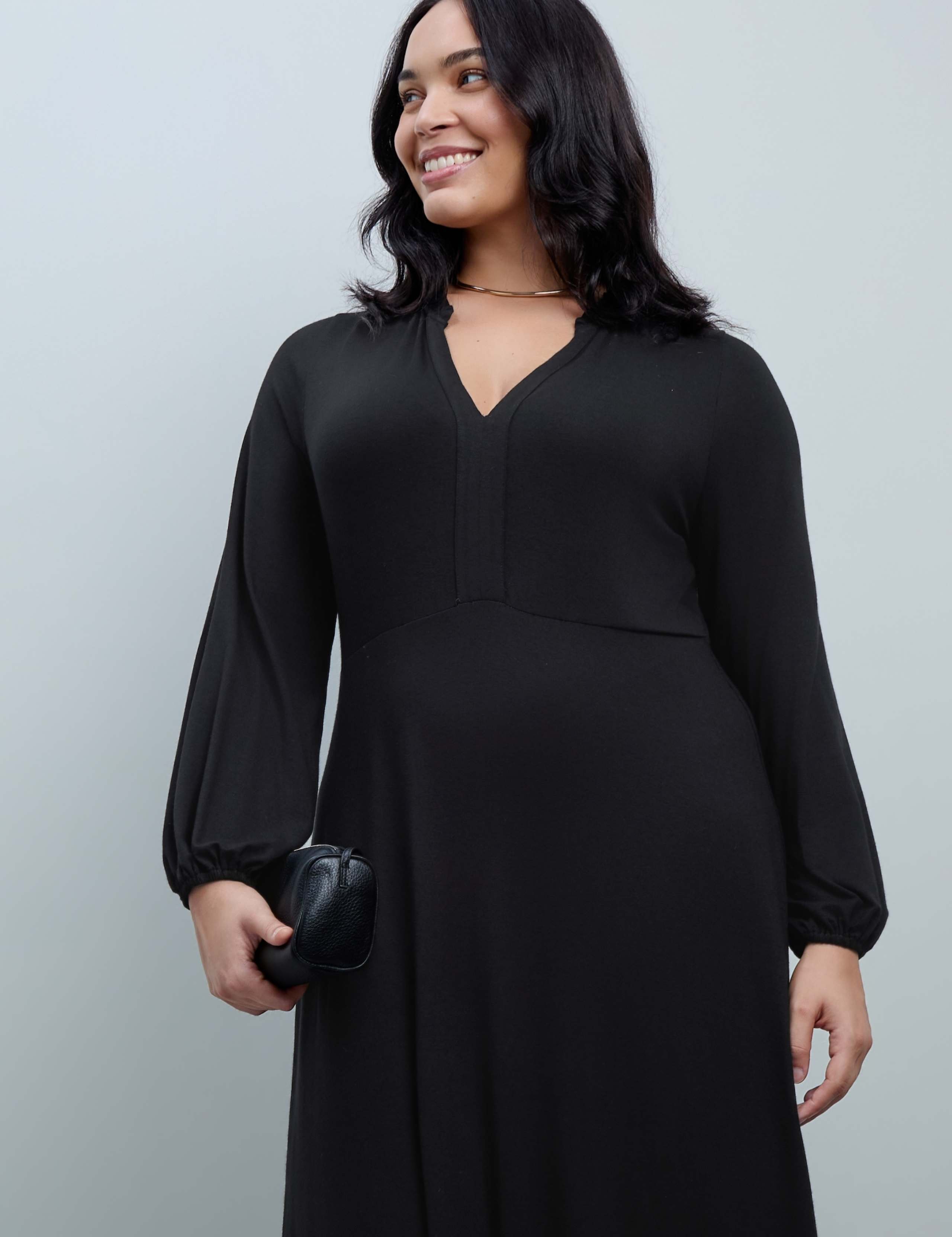 Curve Jersey V-Neck Ruffle Midi Dress 7 of 7