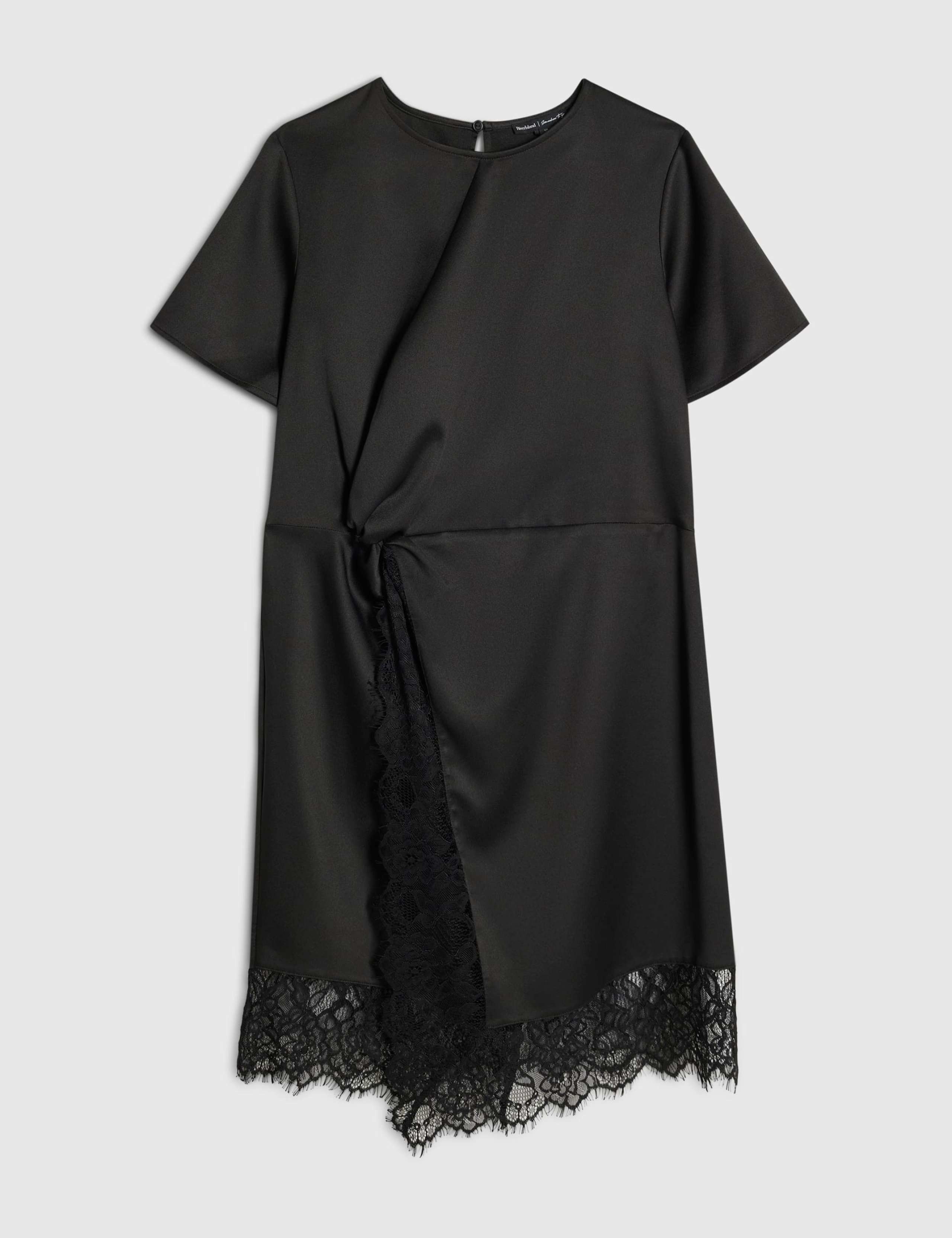 Satin Animal Print Lace Insert Mini T-Shirt Dress 5 of 6
