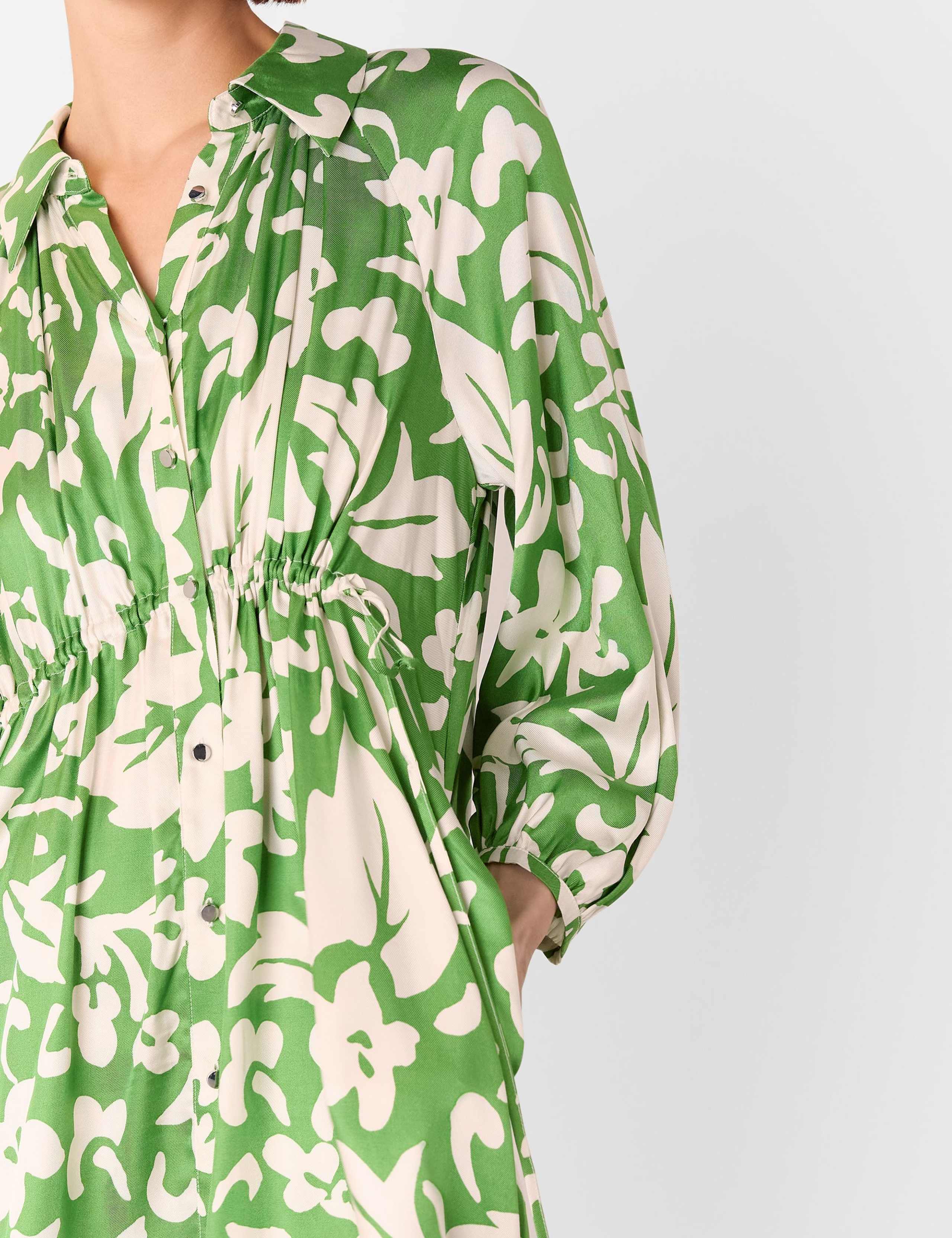 Floral V-Neck Button Through Midi Shirt Dress 4 of 4