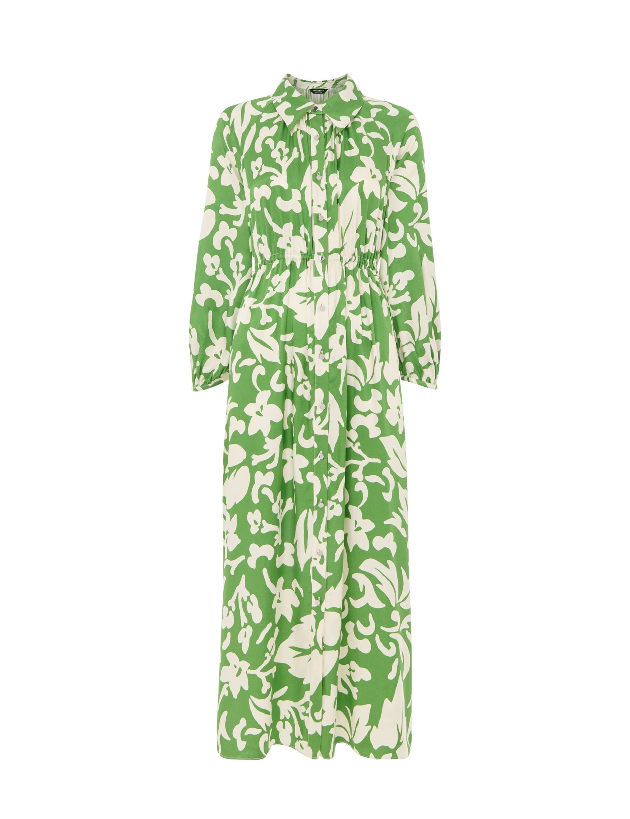 Floral V-Neck Button Through Midi Shirt Dress 2 of 4