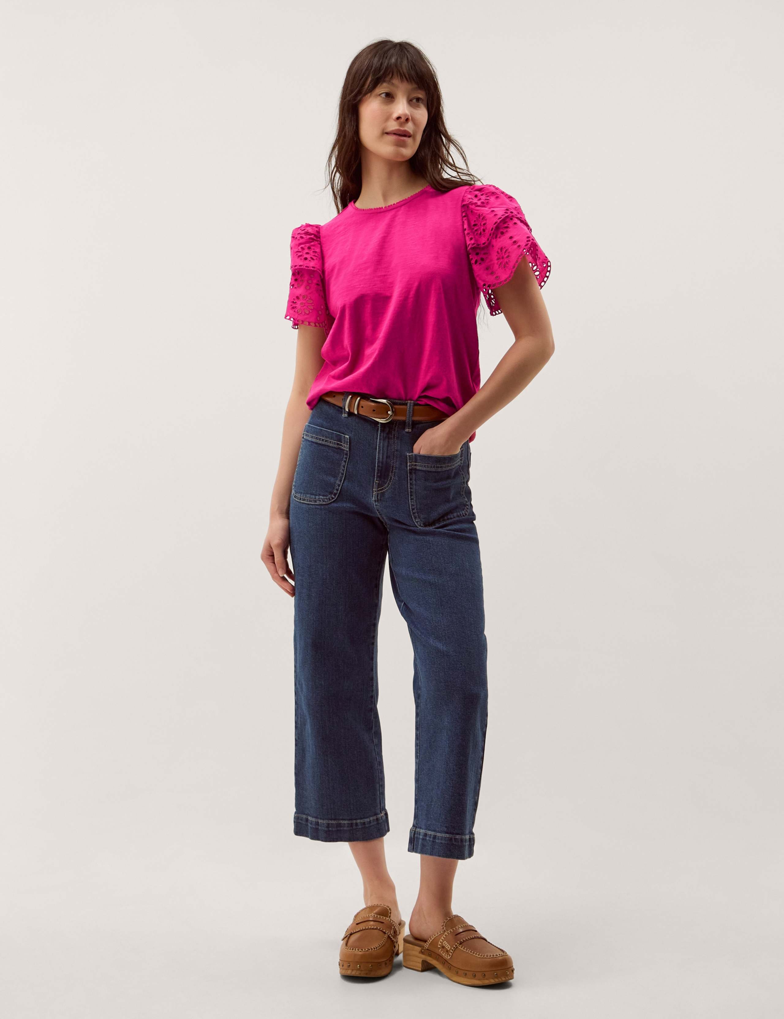 Pure Cotton Jersey Broderie T-Shirt 1 of 4
