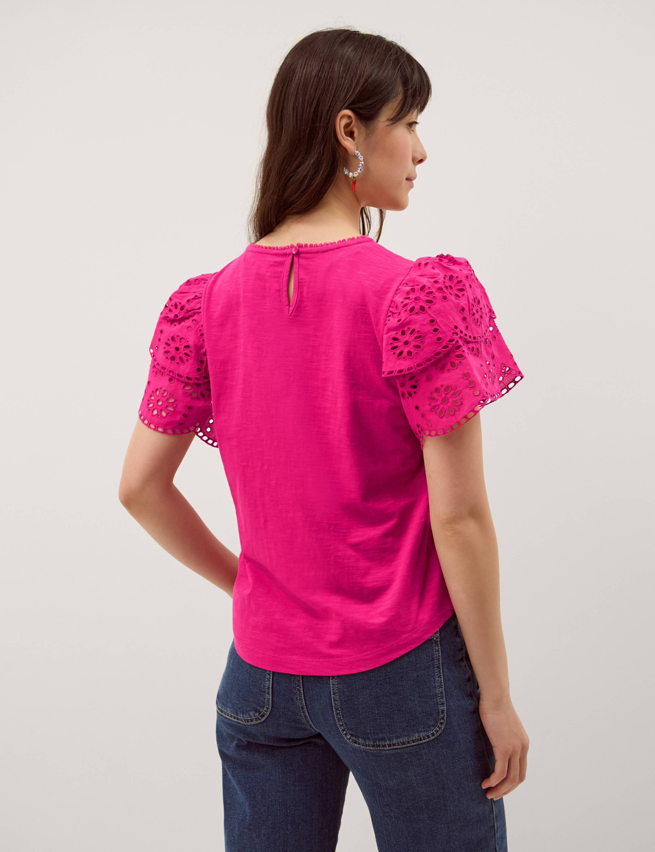 Pure Cotton Jersey Broderie T-Shirt 3 of 4