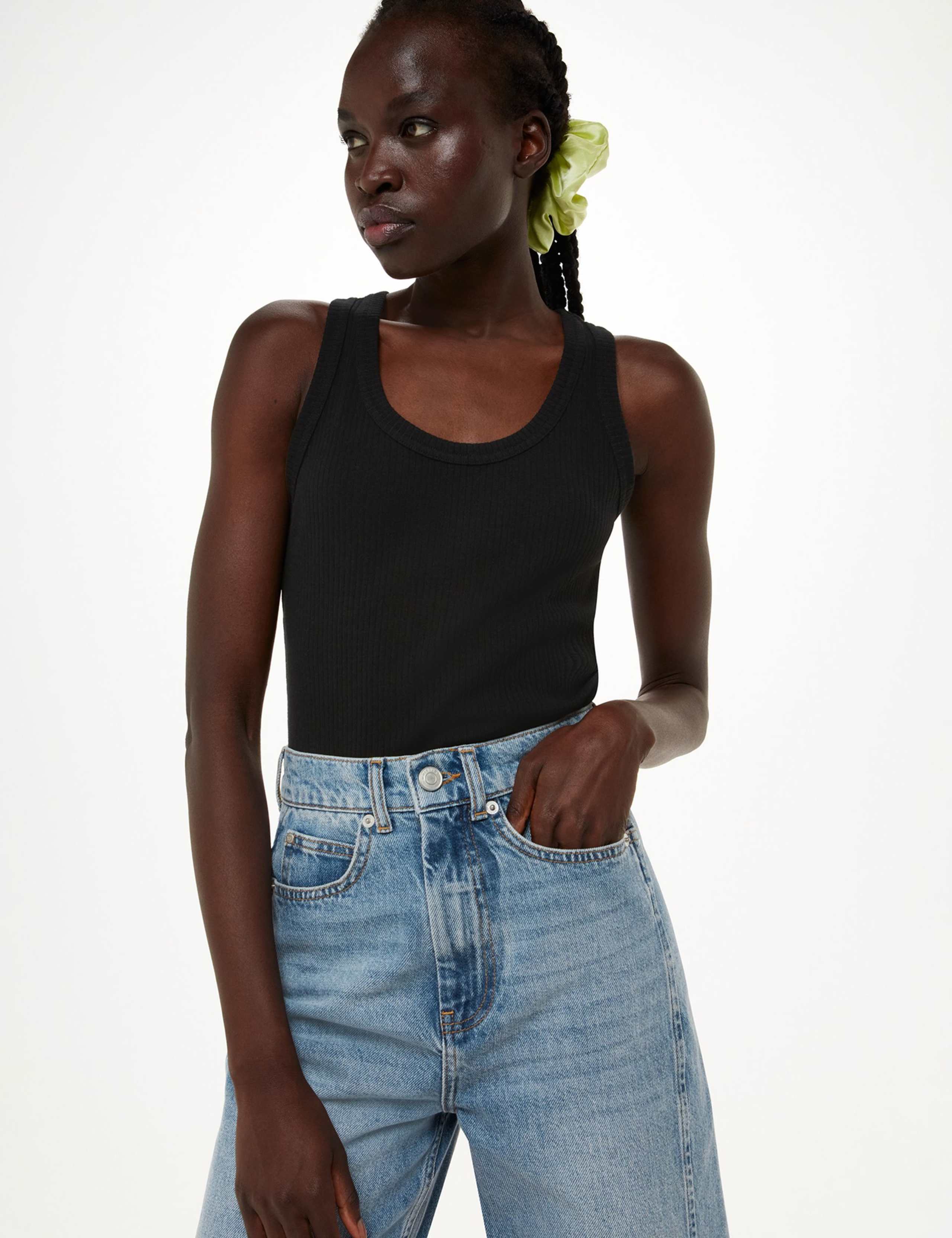 Cotton Rich Ribbed Scoop Neck Vest 3 of 4
