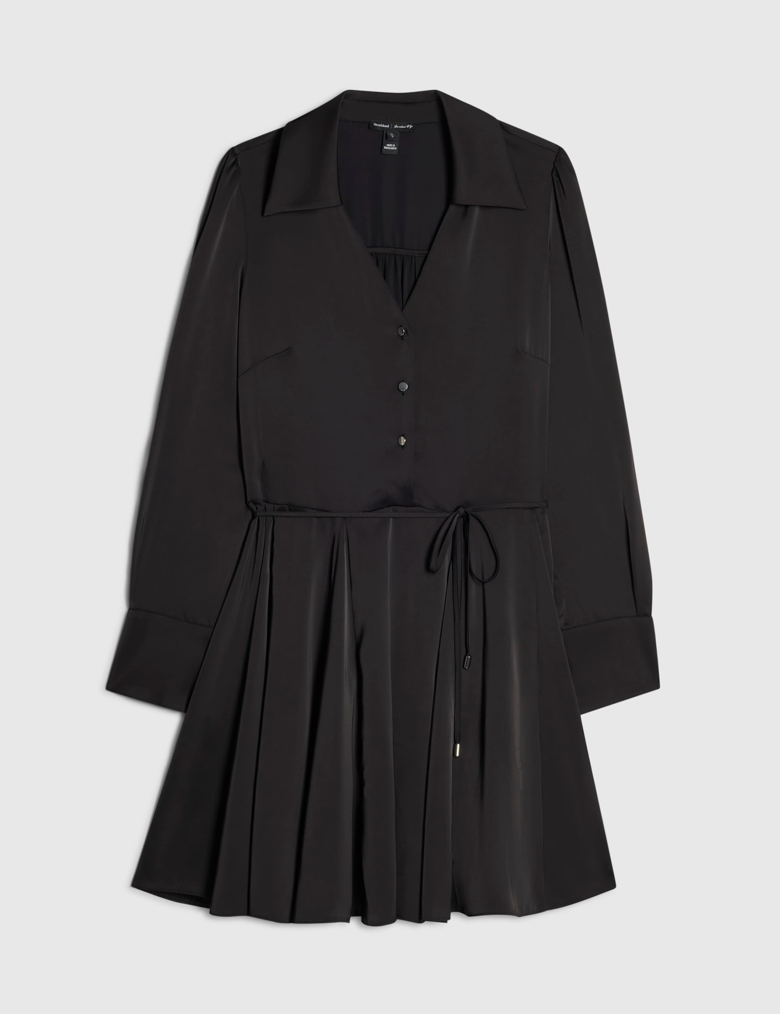 Satin Collared Tie Waist Mini Shirt Dress 2 of 6