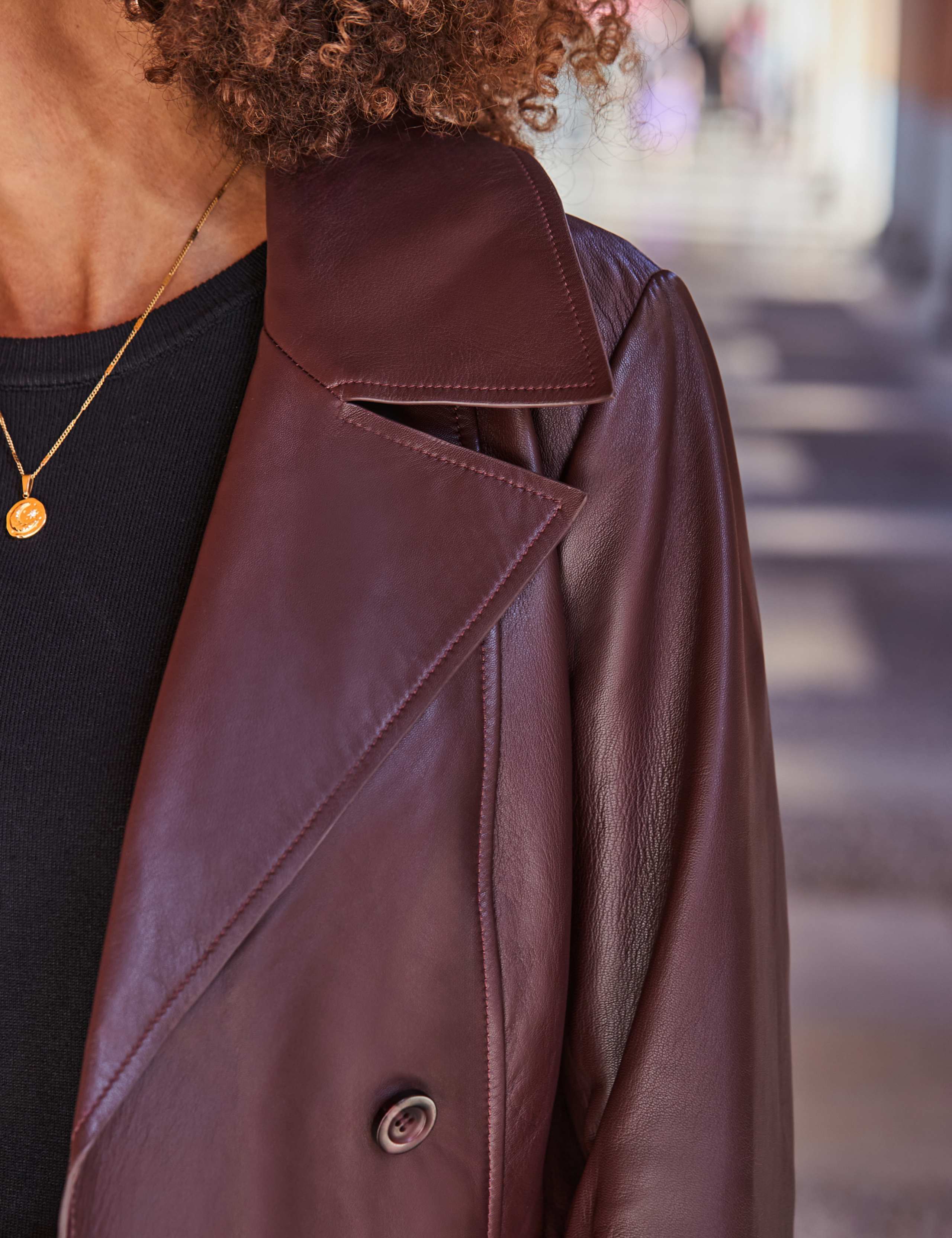Leather Belted Double Breasted Trench Coat 8 of 9