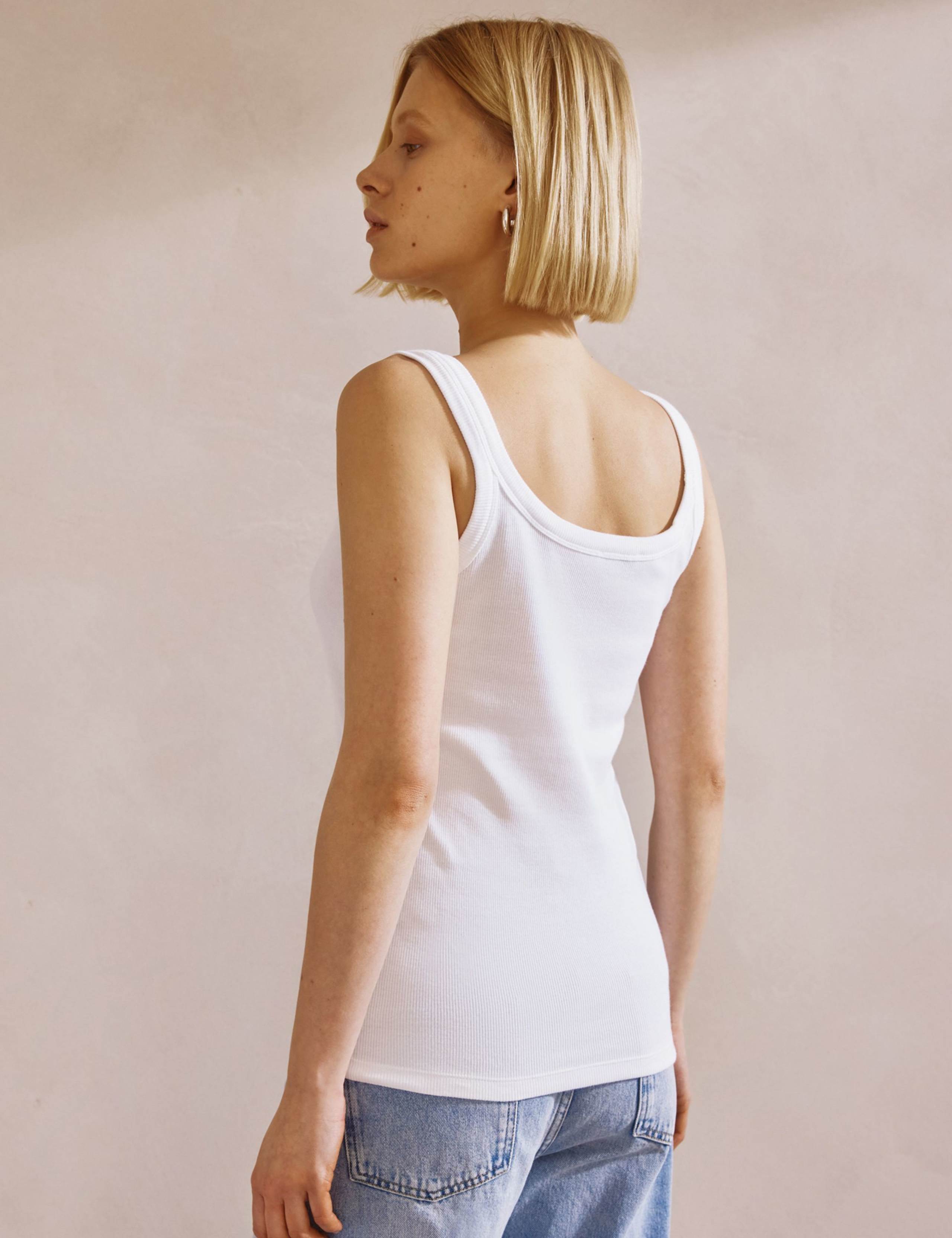 Cotton Rich Ribbed Scoop Neck Vest 4 of 5