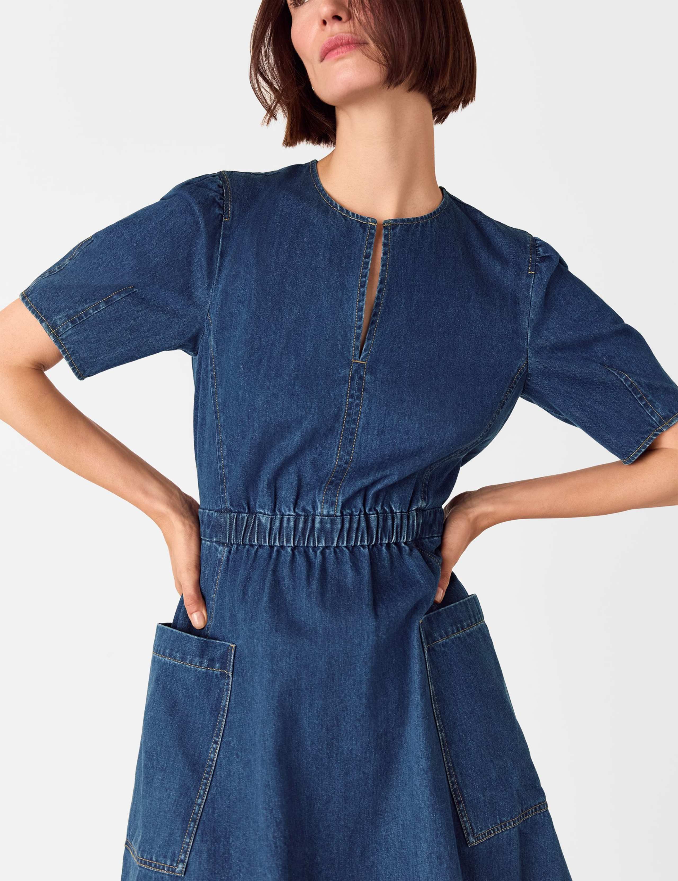 Denim Midi Skater Dress 3 of 4