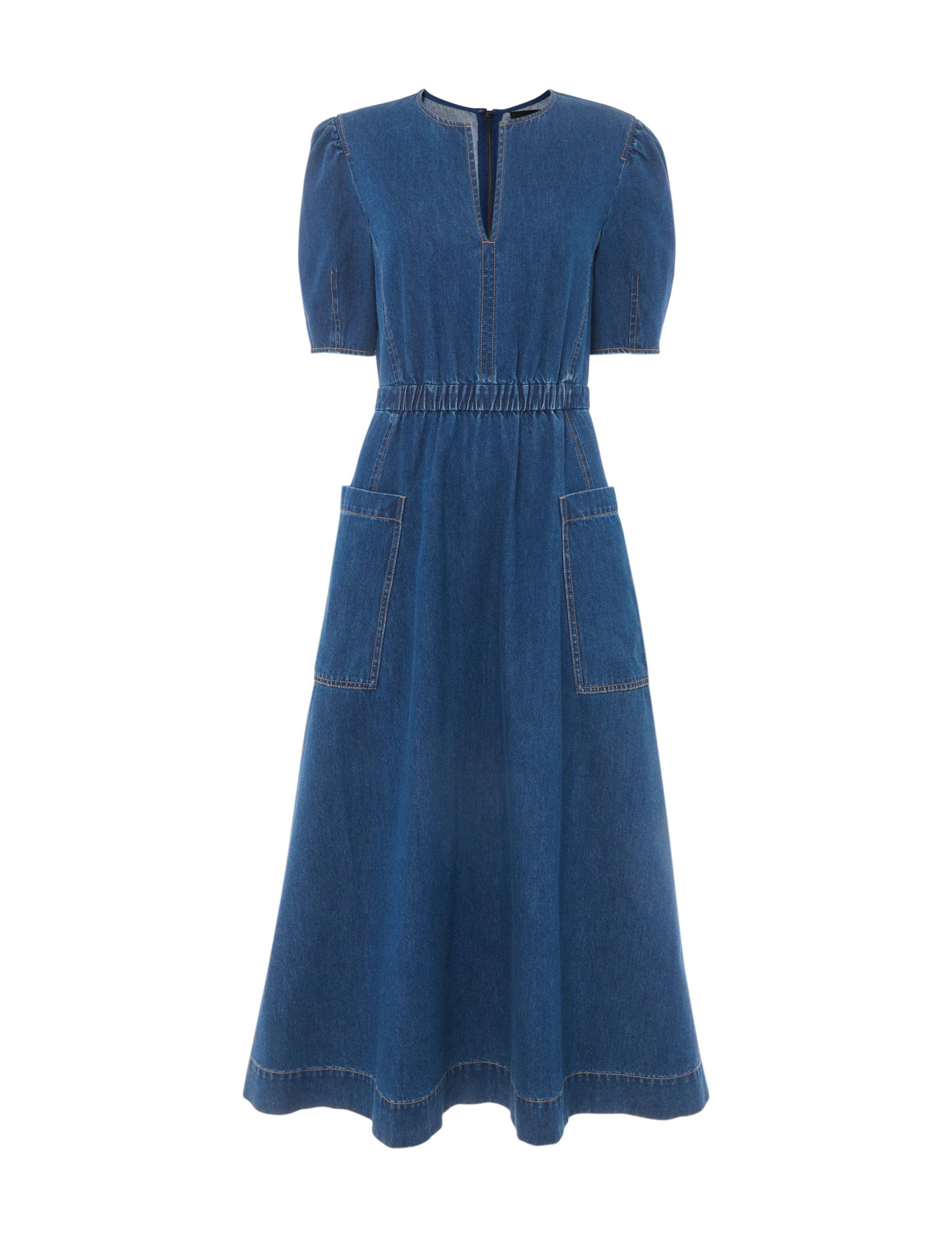 Denim Midi Skater Dress 2 of 4