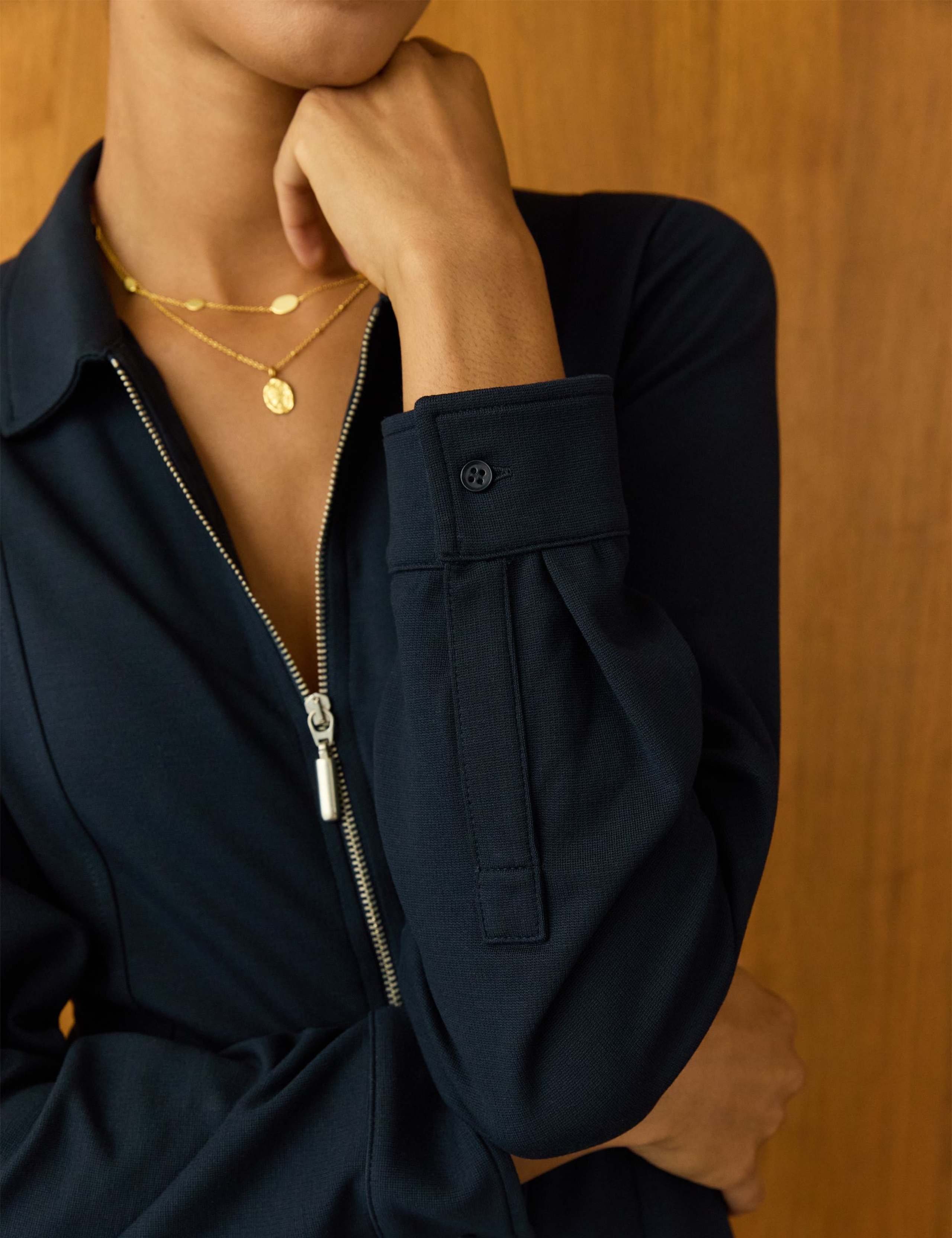 Zip Neck Midi Shirt Dress 5 of 5